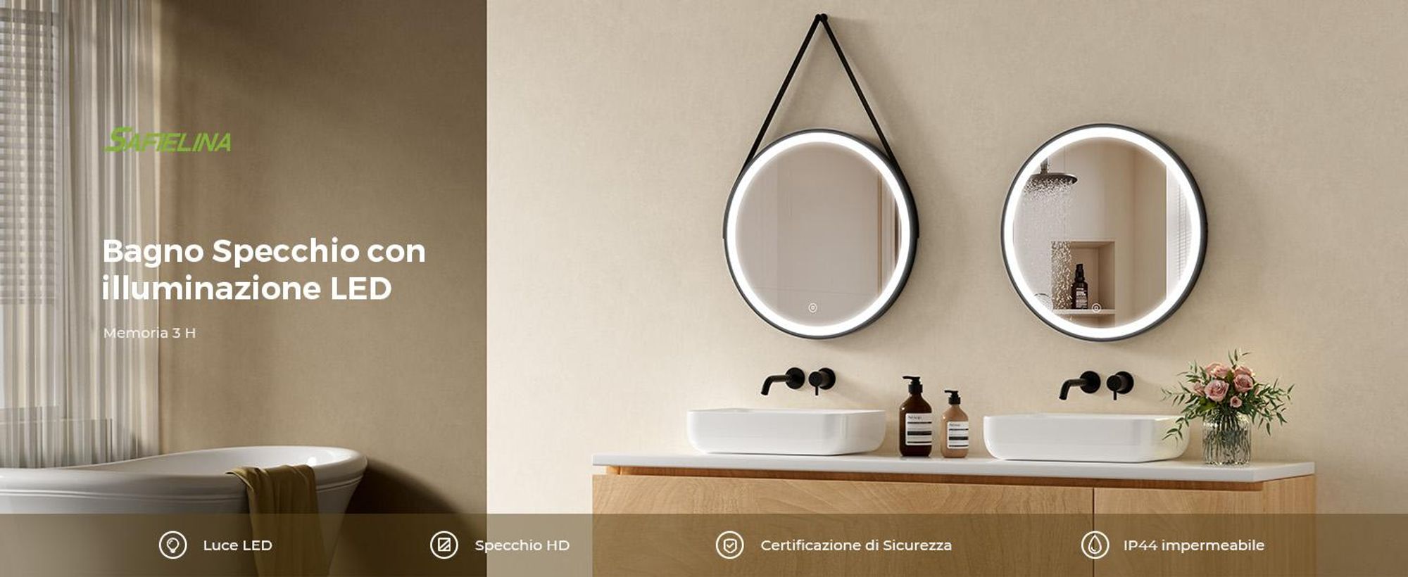 Specchio da Bagno con Luci LED Legno Antico 60x8,5x38 cm