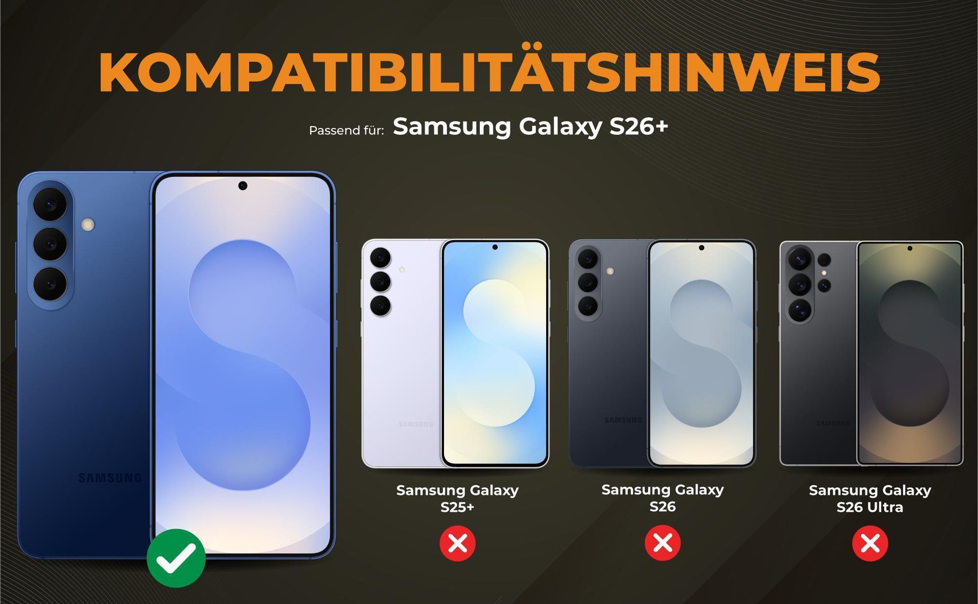 Kompatibilitätshinweise Hülle für Samsung Galaxy S26+