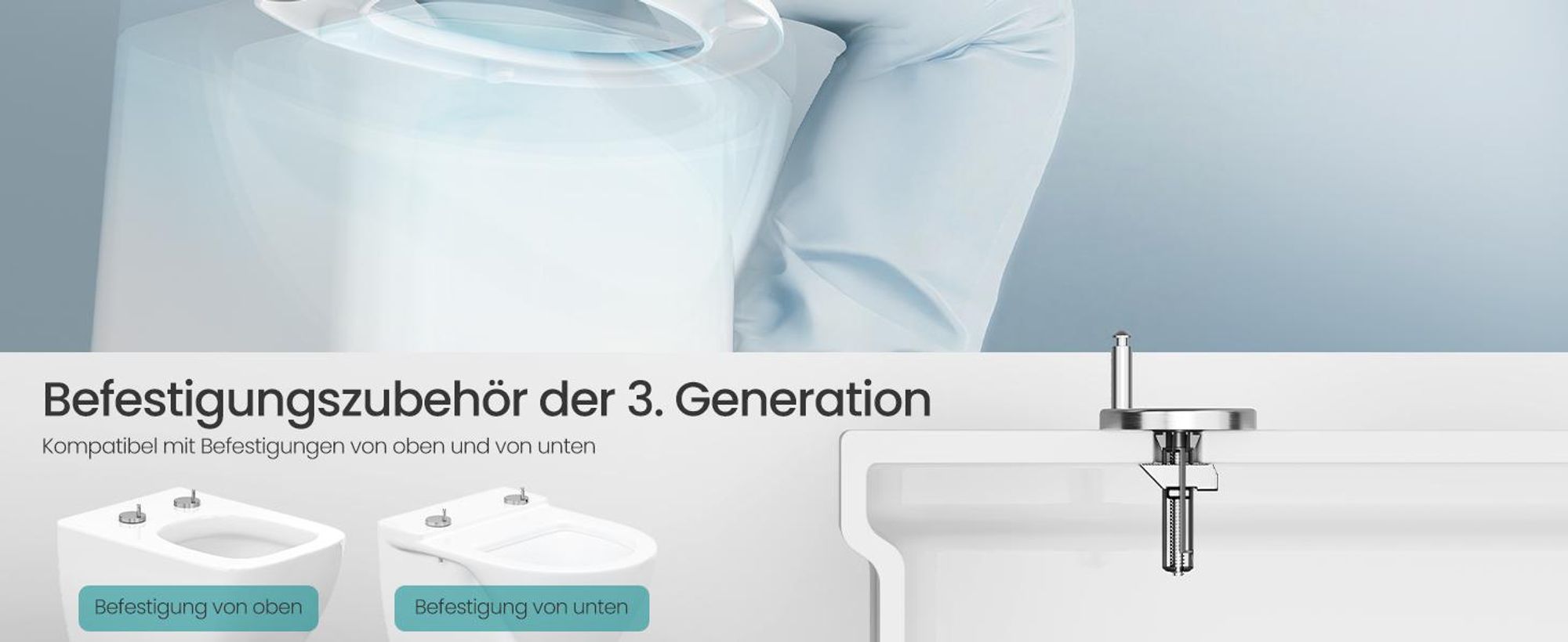 SONGMICS WC-Sitz O-Form, Absenkautomatik, Toilettendeckel, Griff, PP-Kunststoff, einfache Montage, bis 300 kg, weiß
