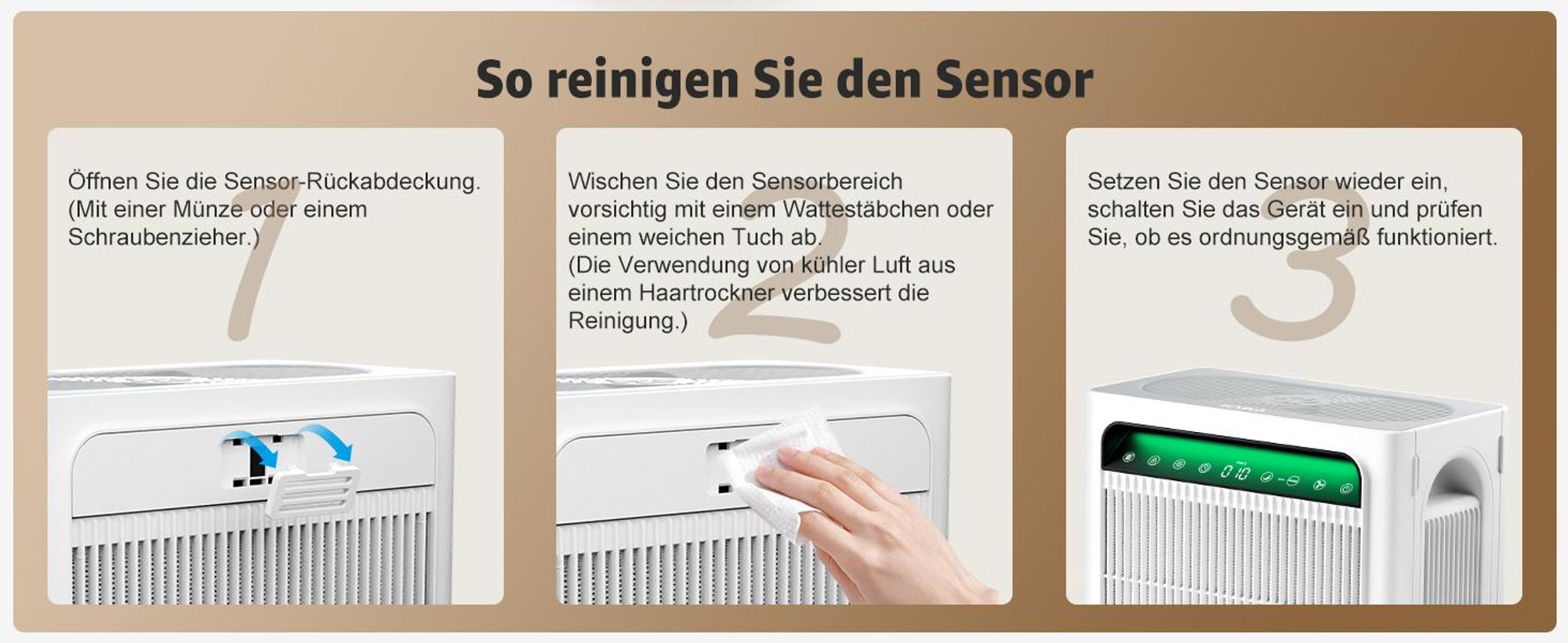 KNKA pro Luftreiniger für bis zu 140 m² mit hoher CADR-Leistung (384–415 m³/h), Doppel-HEPA- & Aktivkohlefilter gegen Staub, PM2.5 & Gerüche, leise 22 dB, Auto-/Sleep-Modus, AQI-Anzeige, Weiß