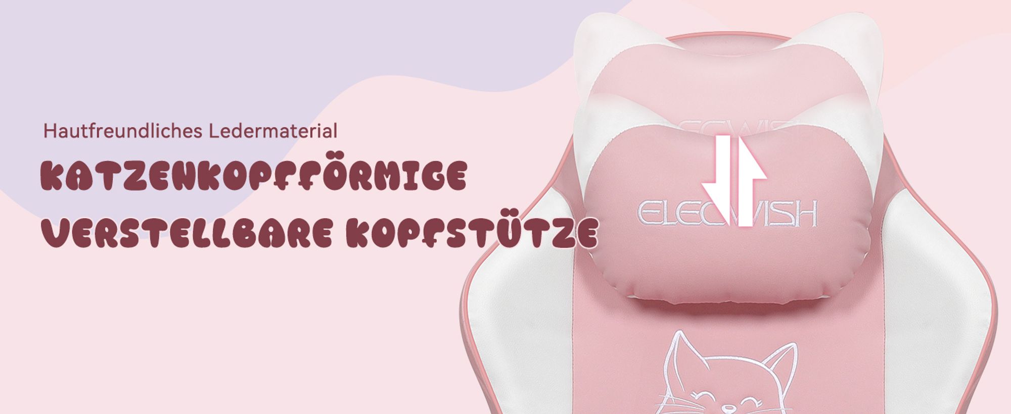Puluomis Gaming Stuhl mit Fußstütze, Bürostuhl Chefsessel Schreibtischstuhl Racing Stuhl ergonomisch drehbar höhenverstellbar Katze Weiß Pink