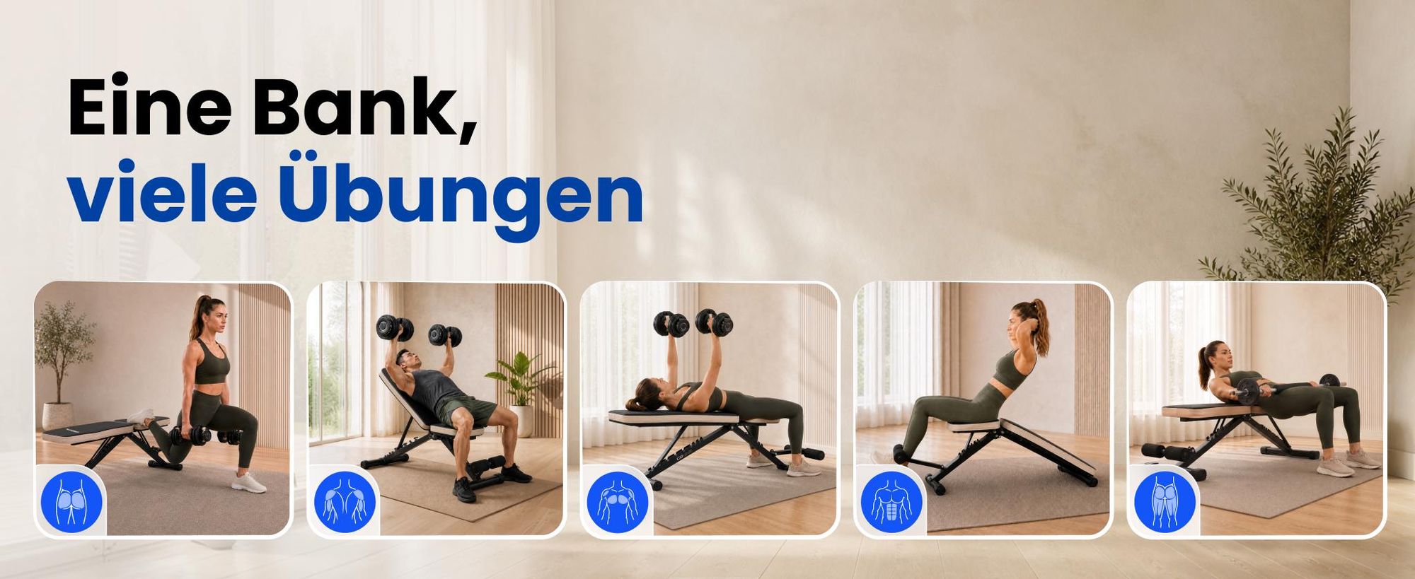 URBOGYM CQ-843 klappbare Hantelbank, Rückenlehne 8-fach, Sitz 4-fach verstellbar, bis 200 kg belastbar