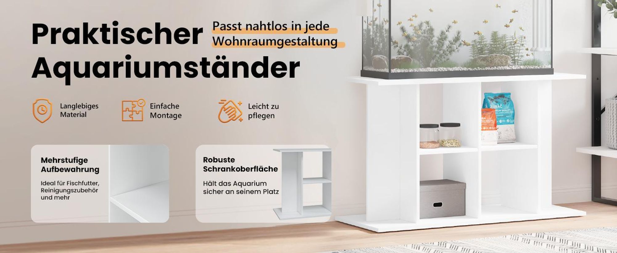 vidaXL Aquariumständer Weiß 100x40x60 cm Holzwerkstoff