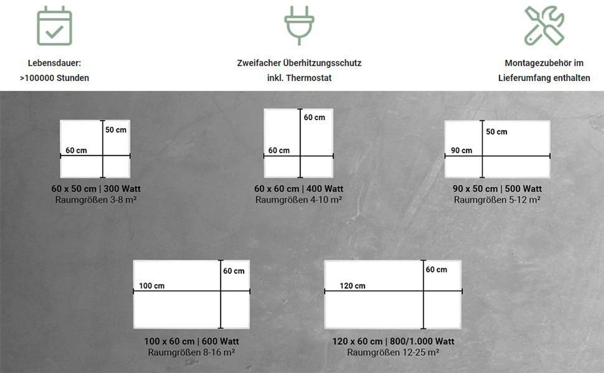 Heidenfeld Infrarotheizung HF-HP106-3 | Flachheizung - Fernbedienung - Wand- & Deckenmontage - Überhitzungsschutz - Infrarot Heizung (500 Watt)