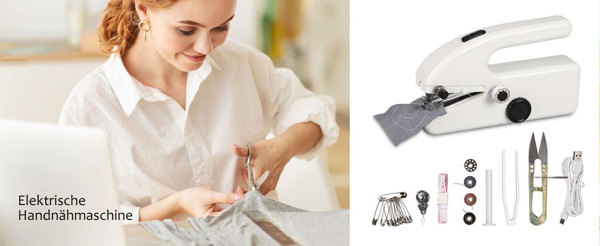 Nähmaschine, Handnähmaschine, Elektrische Reisenähmaschine, Mini-Nähmaschine, 2 Geschwindigkeiten, für Anfänger & Schnelle Reparaturen an Kleidung