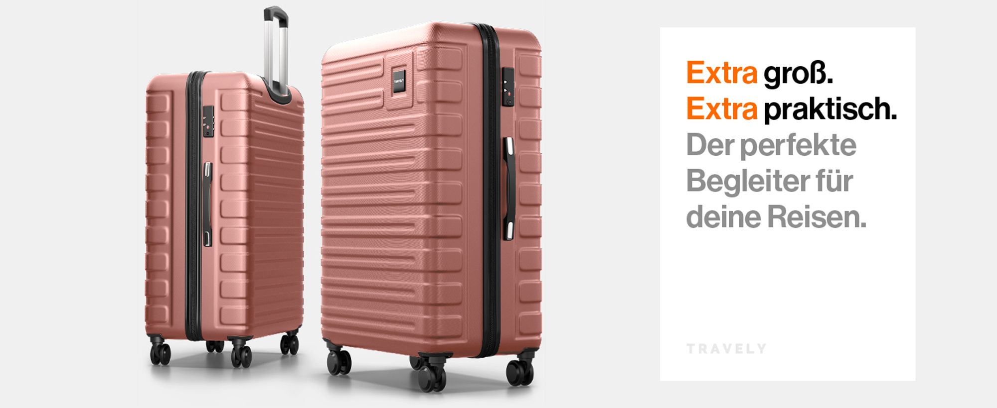 Travely Polycarbonat Koffer Groß 77cm XL - 100L Innenvolumen - 158cm Gurtmaß, sehr robuster Hartschalen Koffer mit sanften Rollen & TSA Schloss, Reisekoffer, Koffer & Trolleys, Reisekoffer mit Rollen