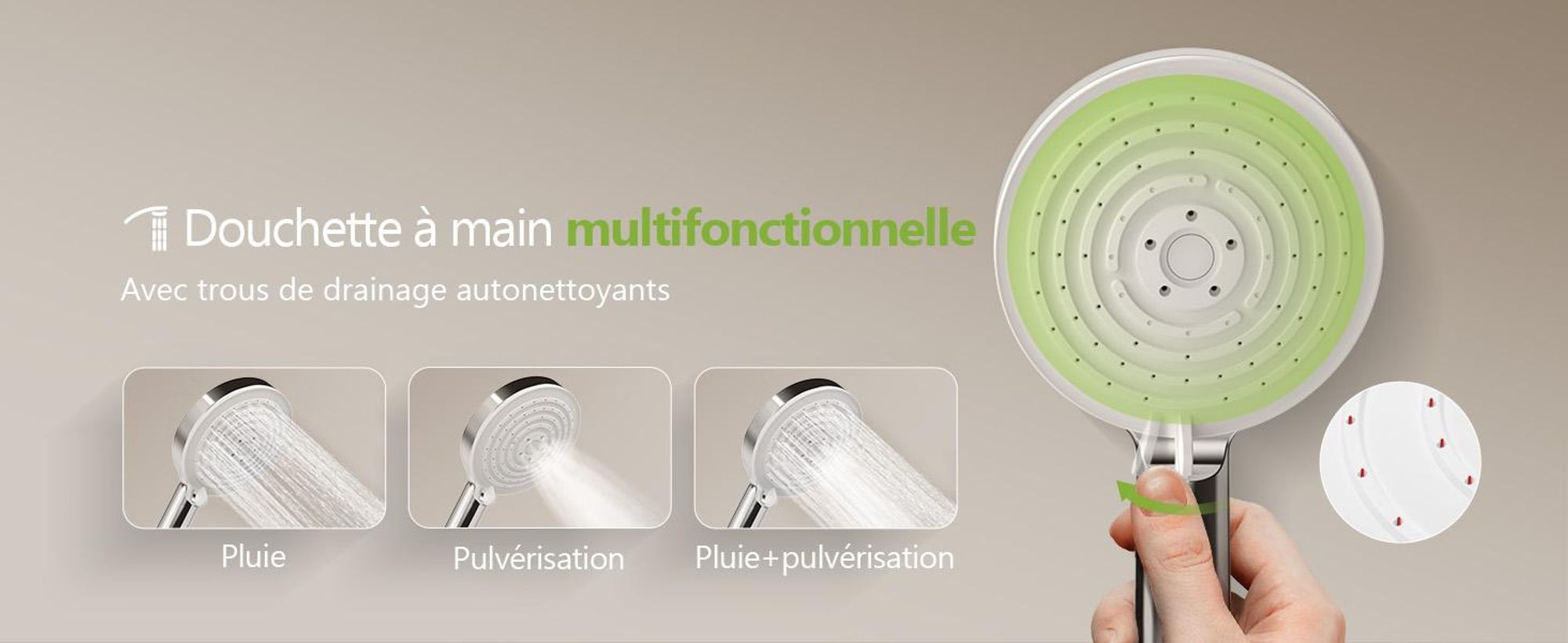 S'AFIELINA Colonne de douche sans robinetterie Système de douche avec 3 jets Douche à main et douche de tête Etagère escamotable Réglable en hauteur