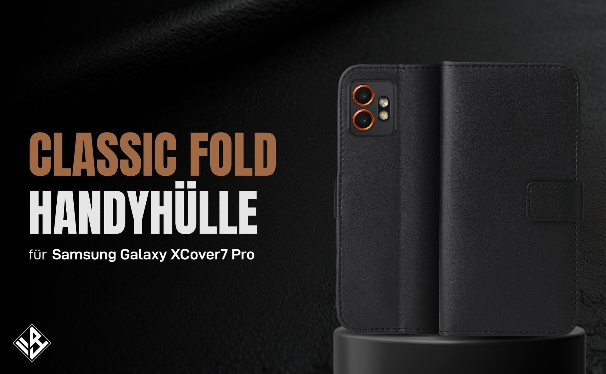 Schwarze Klapphülle für Samsung Galaxy Xcover7 Pro mit Wallet-Funktion