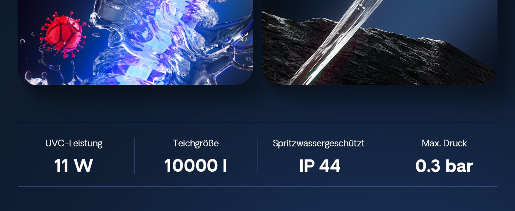 SunSun CUV-111 Teichklärer 1700 l/h / 11 W UVC, Vorklärgerät für Teichfilter & Teichpumpe, Wasserklärer mit UV-Lampe, Lichtfilter zur Algenbekämpfung