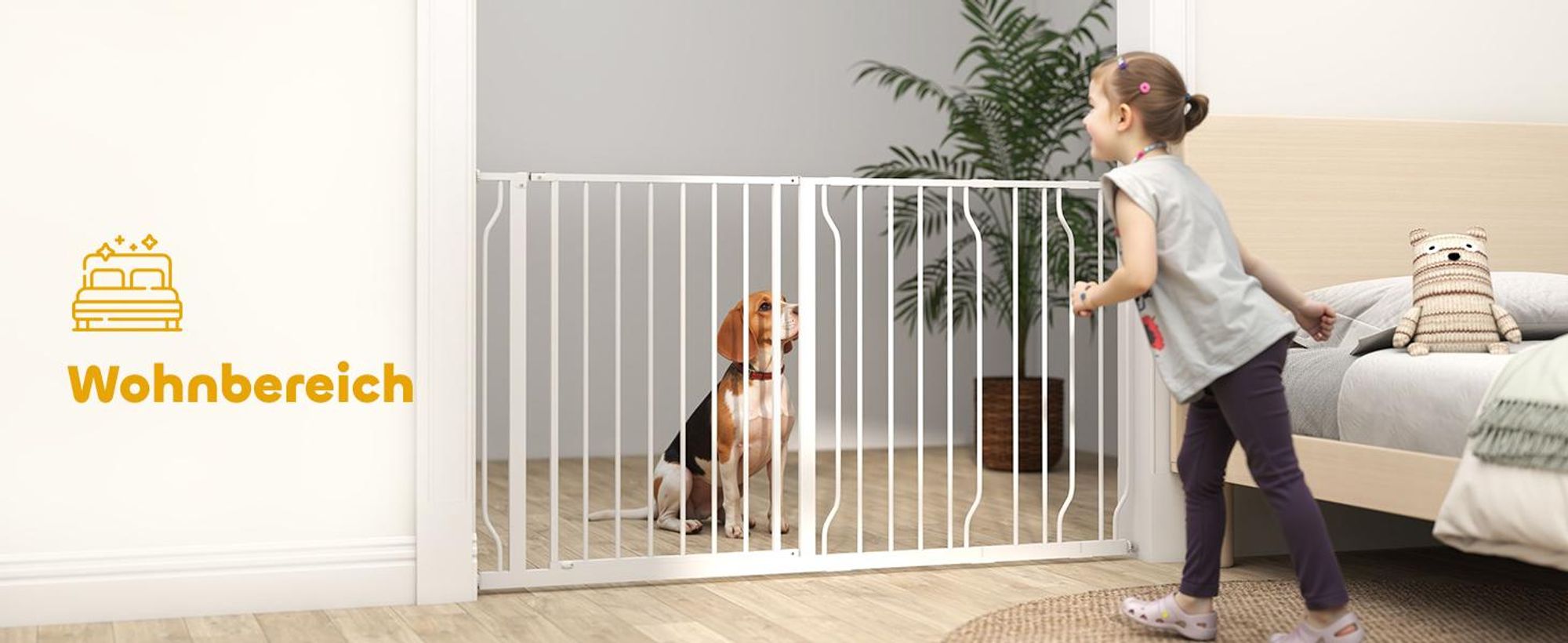 Hunde Türschutzgitter Treppenschutzgitter, 75-145 cm Hunde Türgitter Weiß