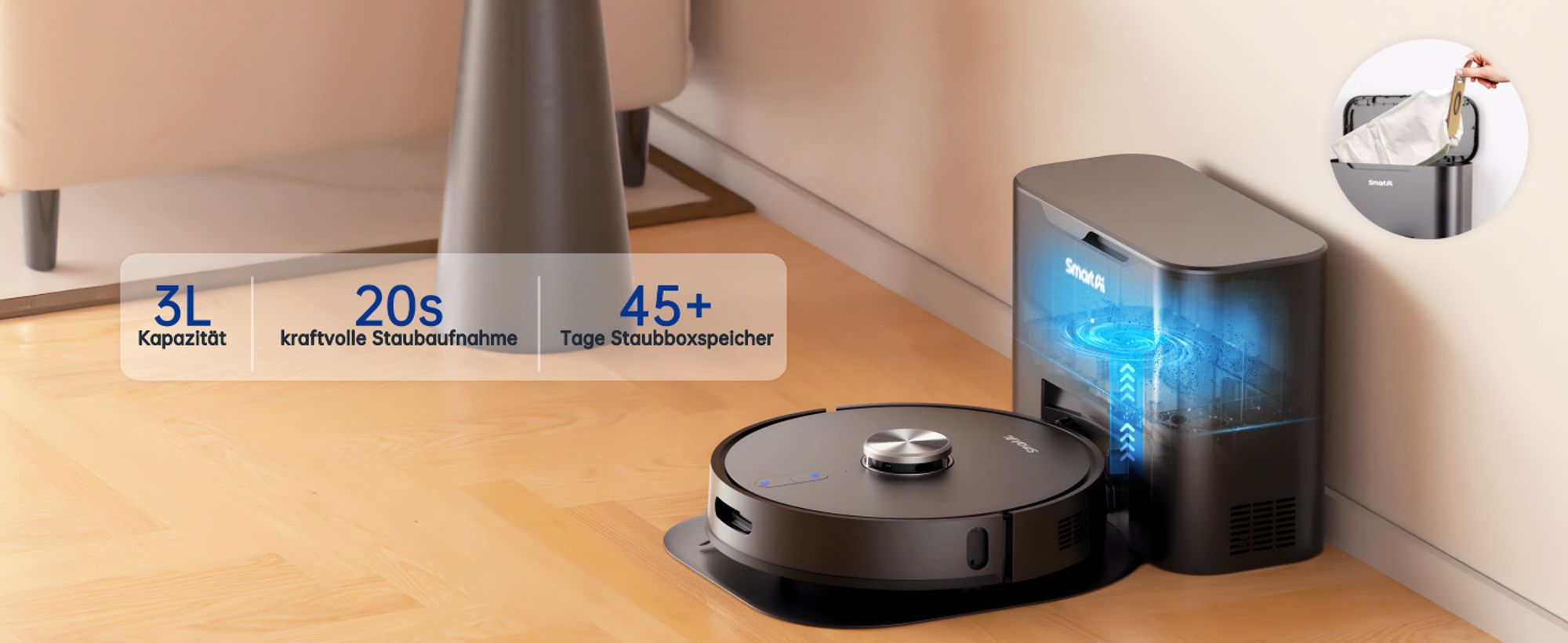 2024 360 S8 Pro Intelligent automatischer Staubentleerung Staubsauger Roboter Saugroboter 5000Pa Kehrrobotermaschine mit Wischfunktion