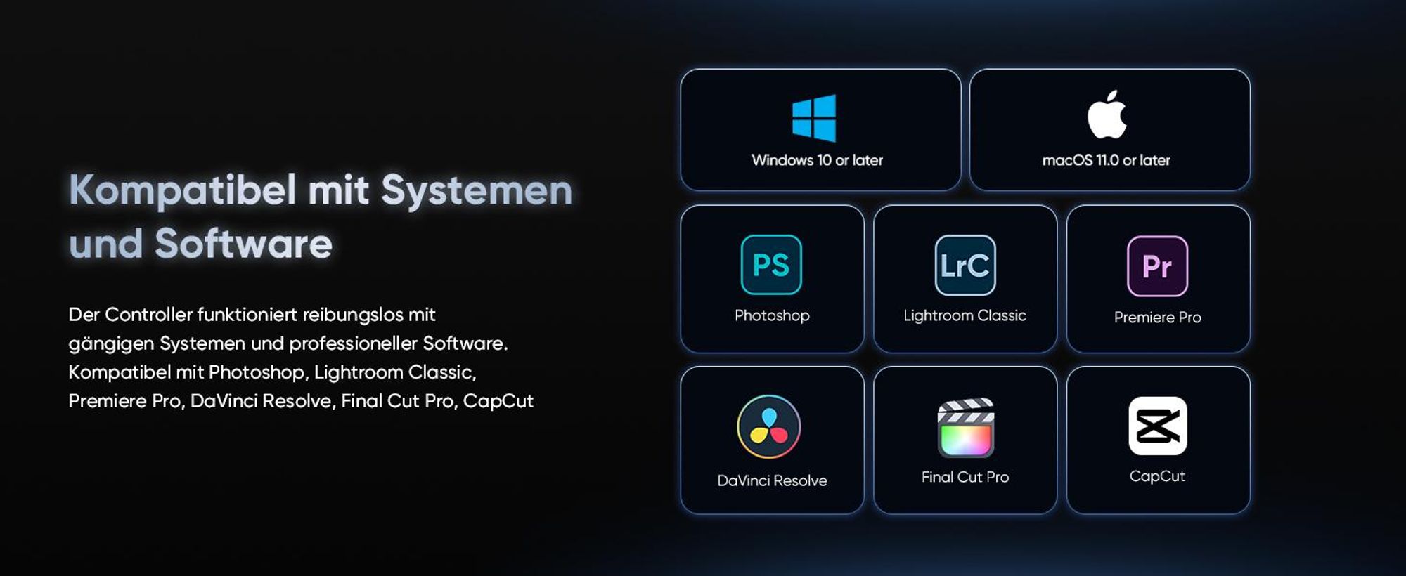 XPPen Pilot Pro Bluetooth Kreativ-Konsole für Videobearbeitung & Grafikdesign, kompatibel mit Adobe & DaVinci Resolve