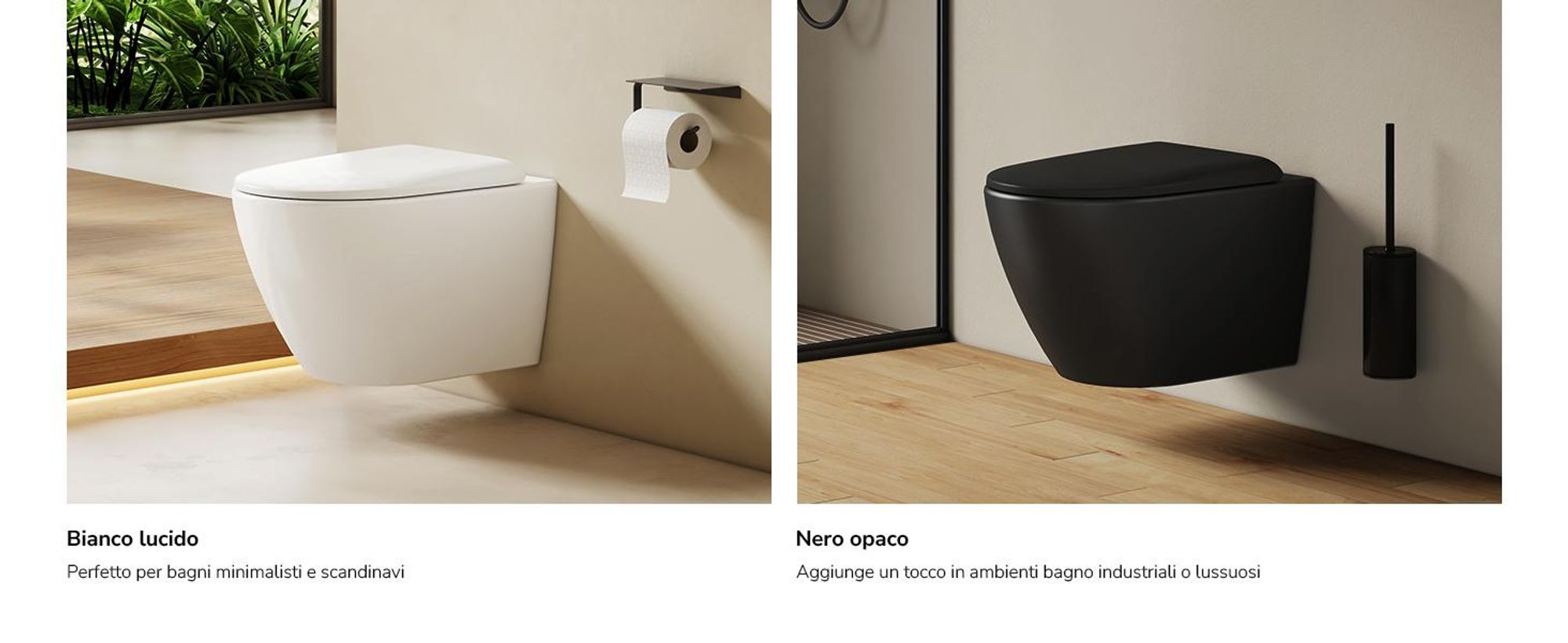 EMKE WC sospeso in ceramica senza bordo WC sospeso a risparmio idrico con risciacquo diretto Doppio foro di risciacquo Coperchio con chiusura morbida Bianco lucido