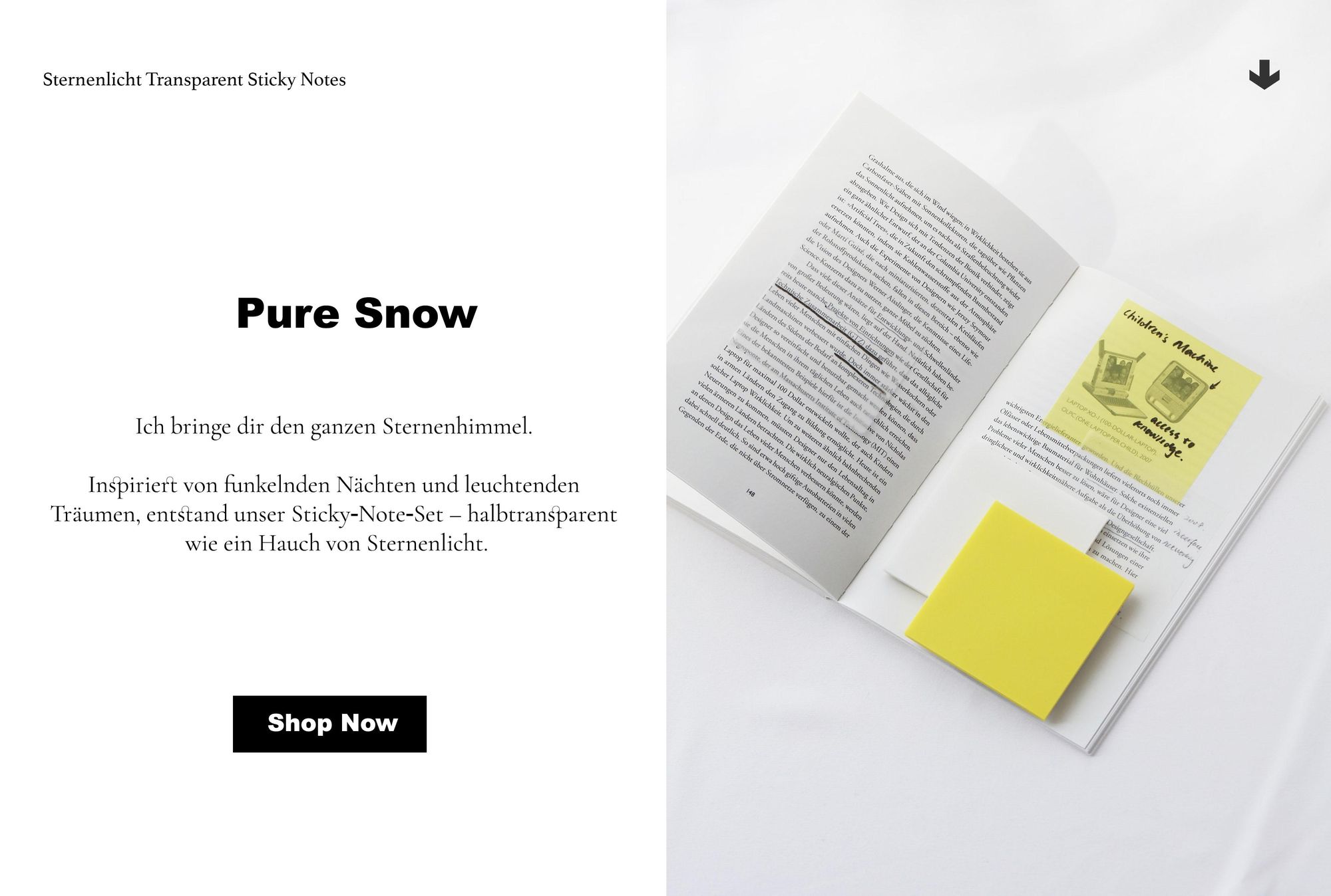 Ordinate Pure Snow Durchsichtige Transparent Sticky Notes Pastell | Bunte Haftnotizen | 75mm Farbige Notizblöcke | Notizzettel Büroartikel | 50pc
