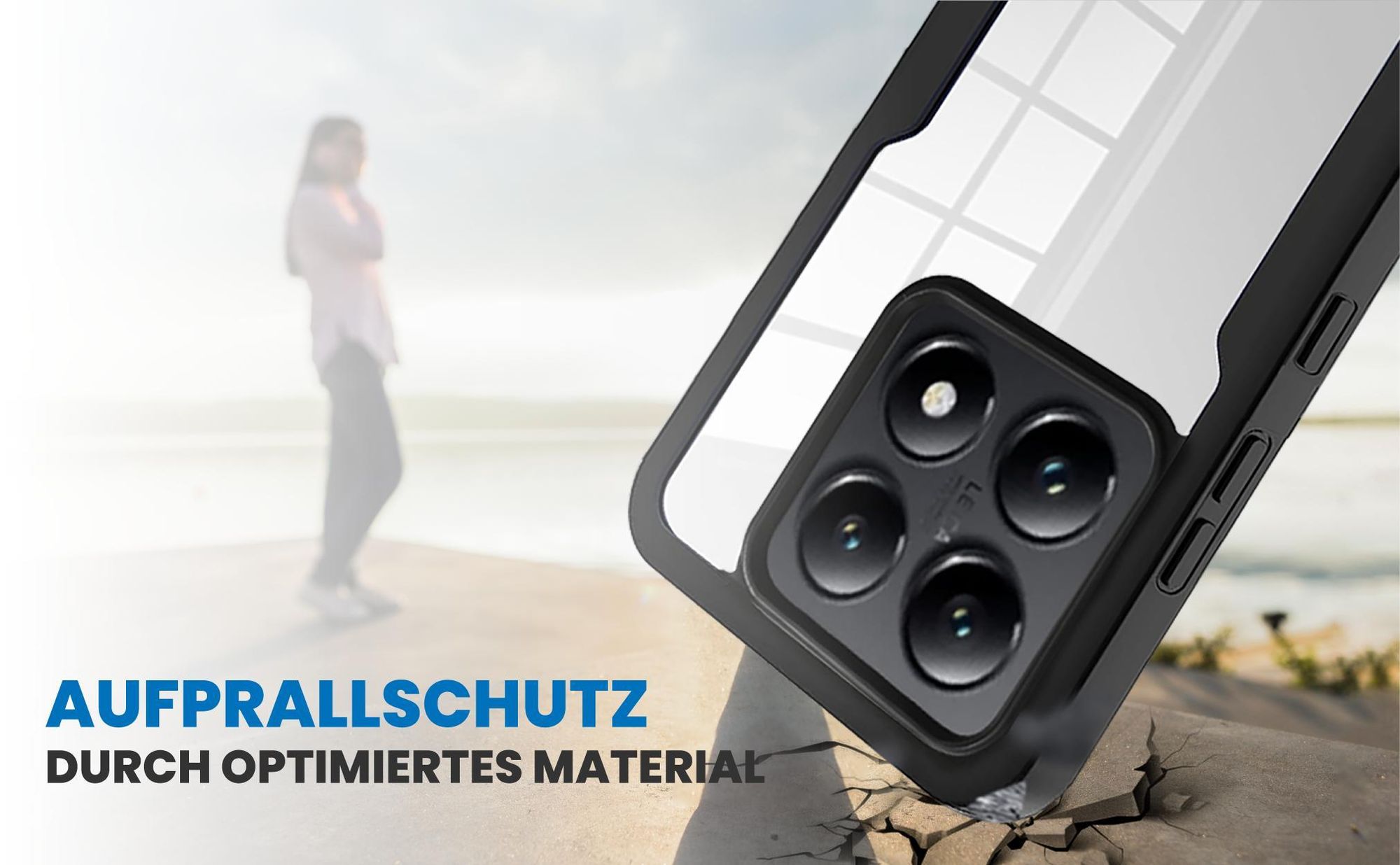 Schwarzes Front Back Cover für Xiaomi 14T Pro mit Aufprallschutz