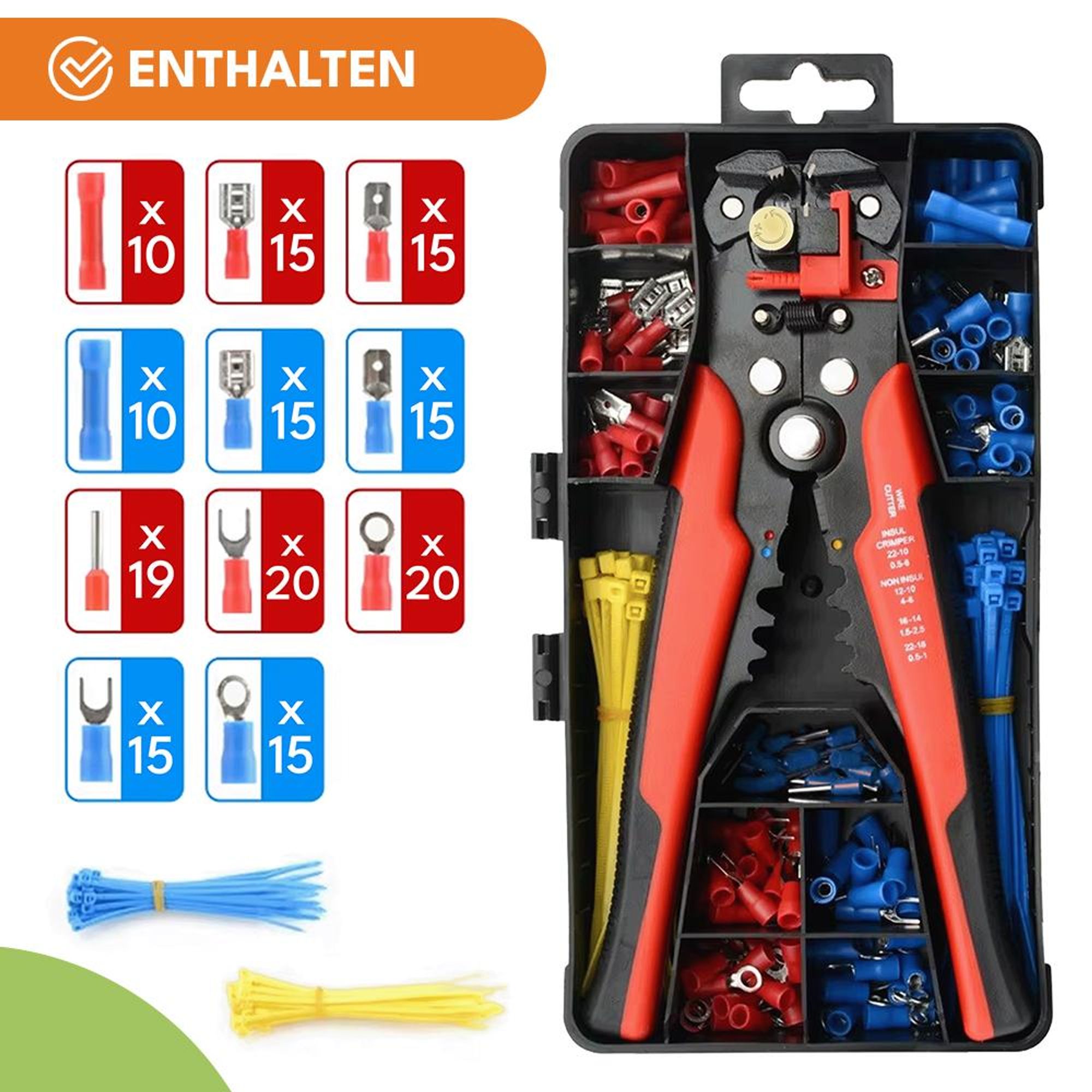 KRUMAD Automatische Abisolierzange Set, Abisolierwerkzeug mit Crimpzange & Kabelschneider, Elektriker Werkzeug für Elektroinstallation