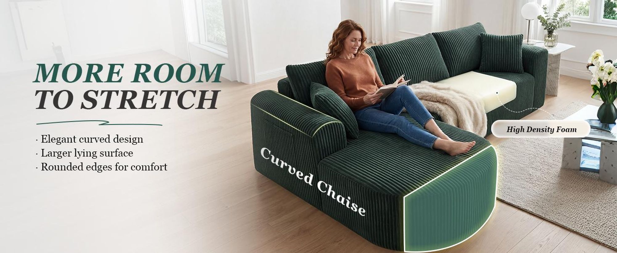 Divano angolare con funzione letto, divano modulare in velluto senza braccioli, divano con chaise longue, divano a forma di L con funzione letto, divani componibili con cuscini e tasche laterali, lunghezza 243 cm