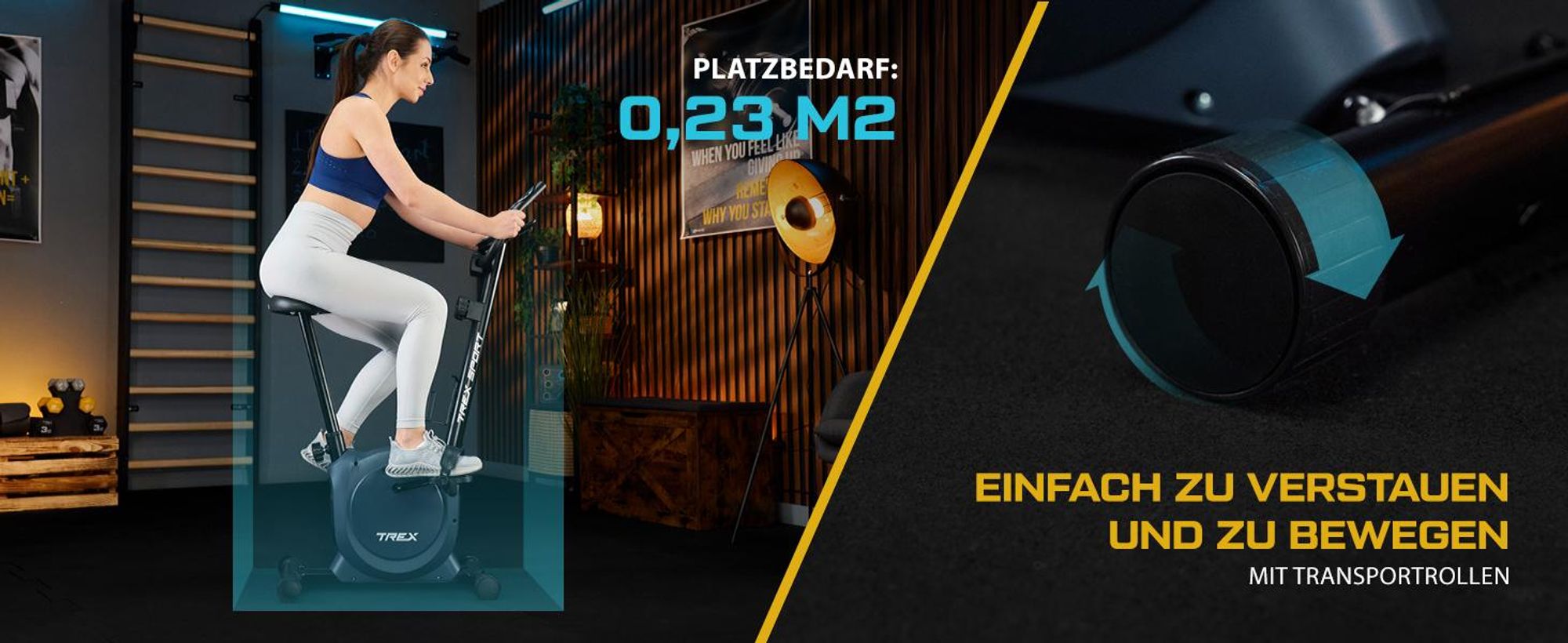 TREX SPORT Heimtrainer Fahrrad für Zuhause TX-350MB RIZE | Pulssensoren, Magnetisches Fitnessbike, 10 Stufen leise, 5 Sitzhöhen, bis 120kg| Marineblau