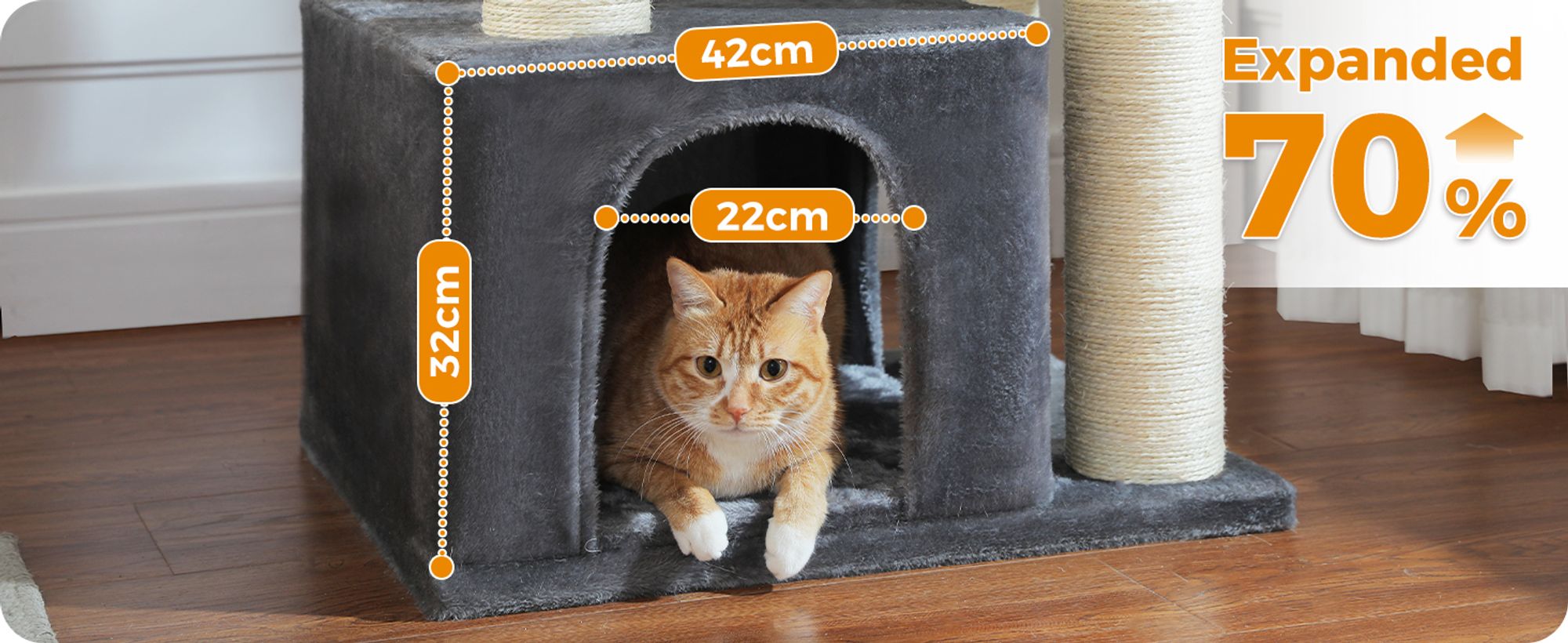 Purpurra Kratzbaum Extra-Dick Stämme XXL Stabil für Grosse Katzen, 114/170 cm