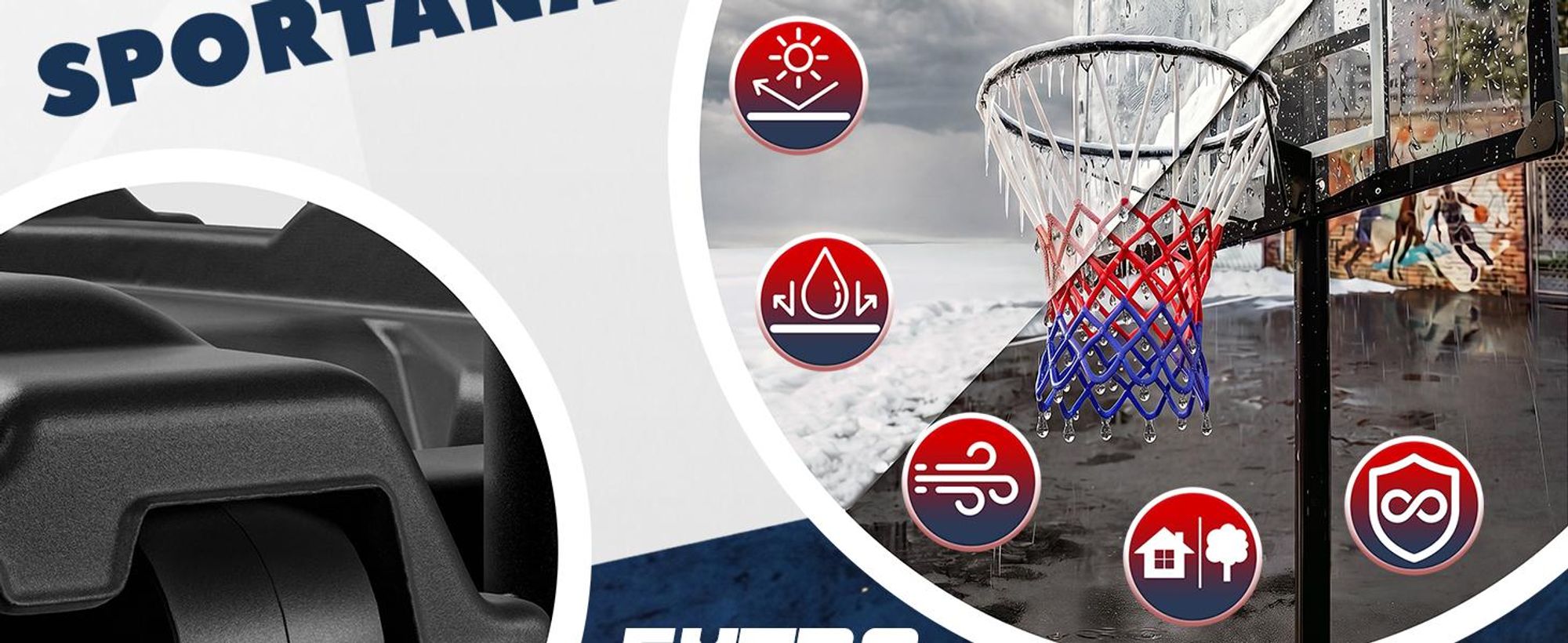 SPORTANA Basketballkorb Outdoor höhenverstellbar 135 -305 cm stabil