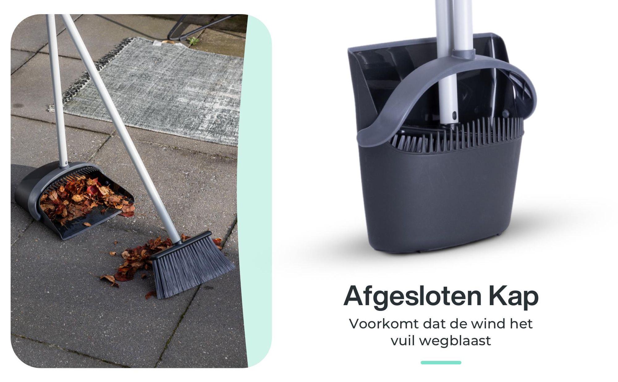 Gesloten blik voorkomt wegwaaien van stof