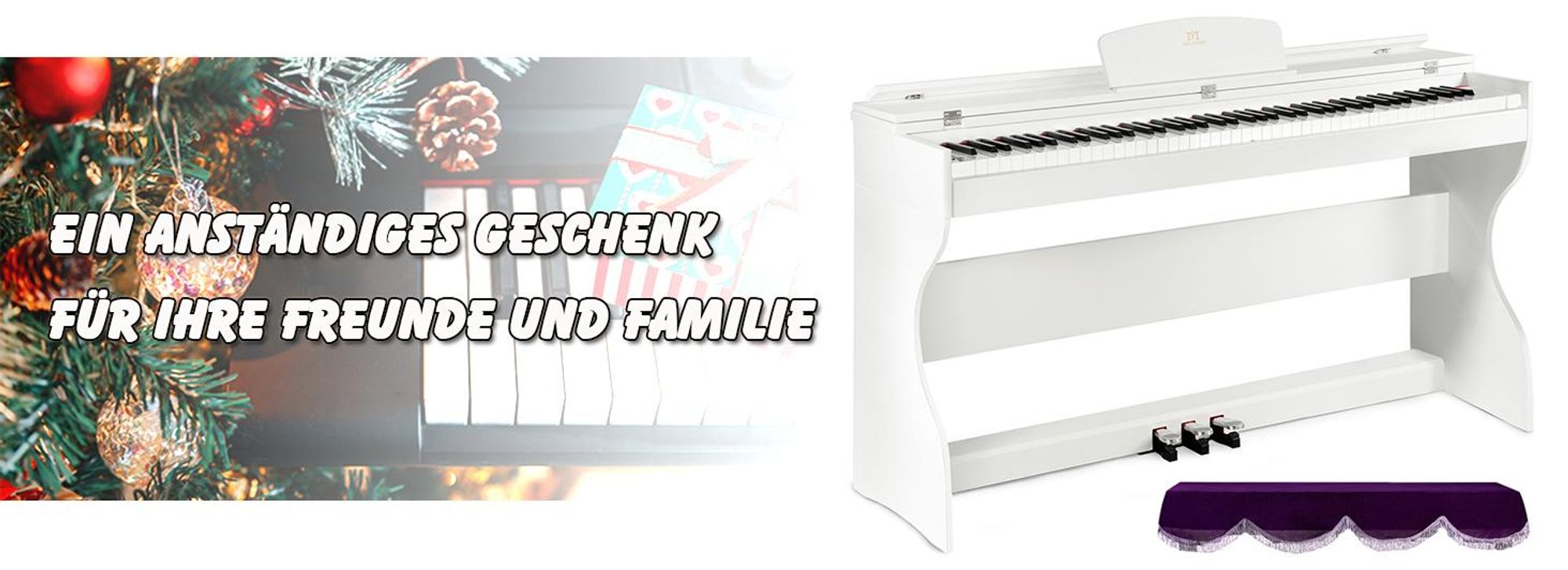 MUSTAR Digitalpiano 88 Tasten Set mit Ständer, 3 Pedalen, USB/MIDI, LCD, 2x20W, 960 Töne, 64 Polyphonie, 80 Demos, 27 kg,Weiß