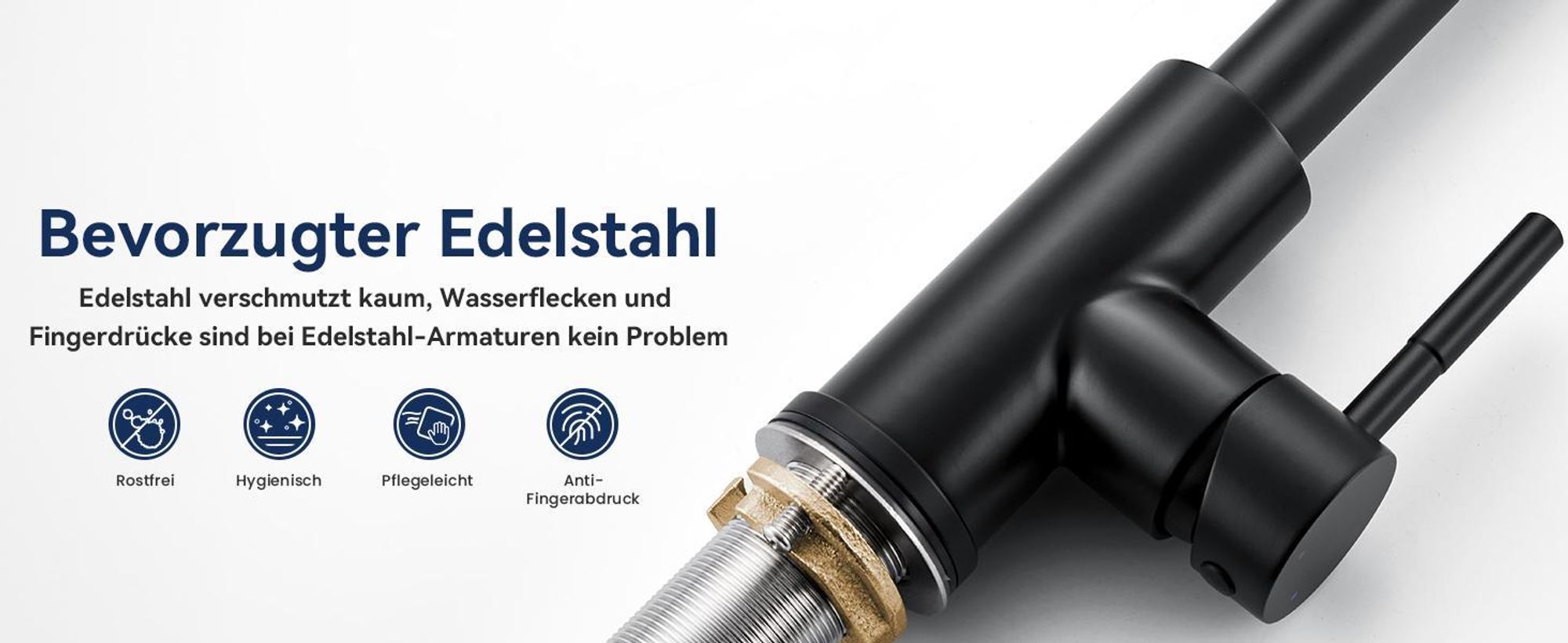 Cecipa Küchenarmatur Schwarz Ausziehbar, Wasserhahn Küche mit Brause, 360° Drehbar Spültischarmatur, L-Form, 304 Edelstahl, Einhandmischer, Schwarz