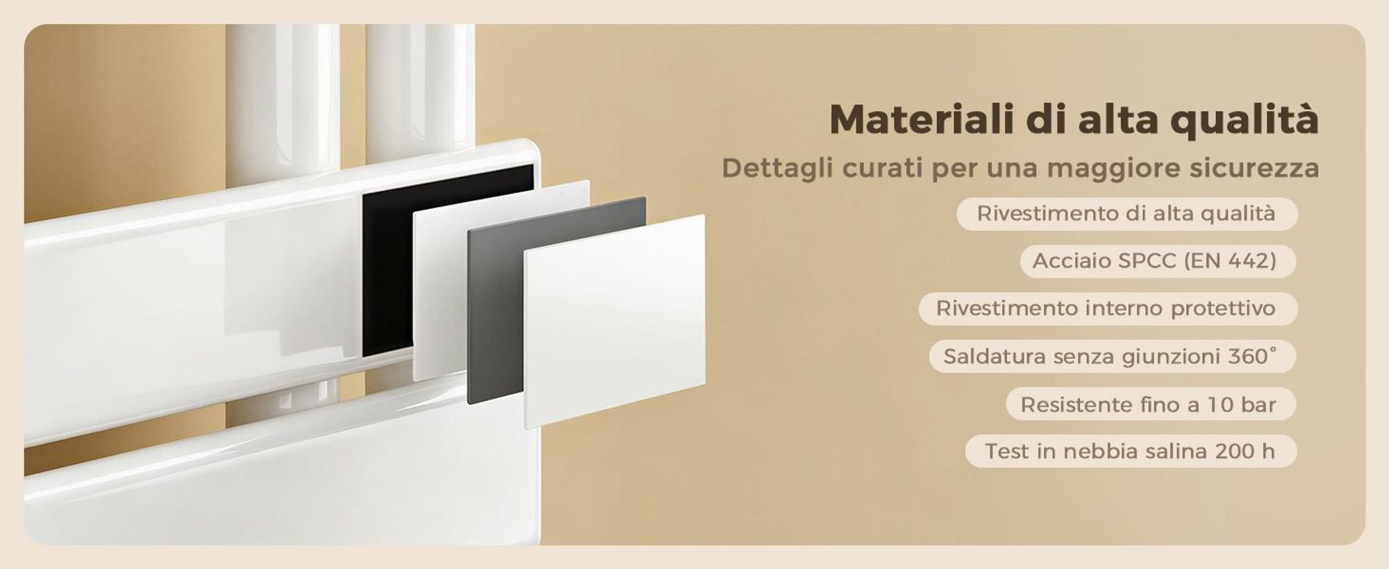 S'AFIELINA - Radiador de diseño para baño, 762x400 mm, radiador toallero, blanco, panel plano, conexión lateral, radiador para baño, secador de toallas, 342 vatios