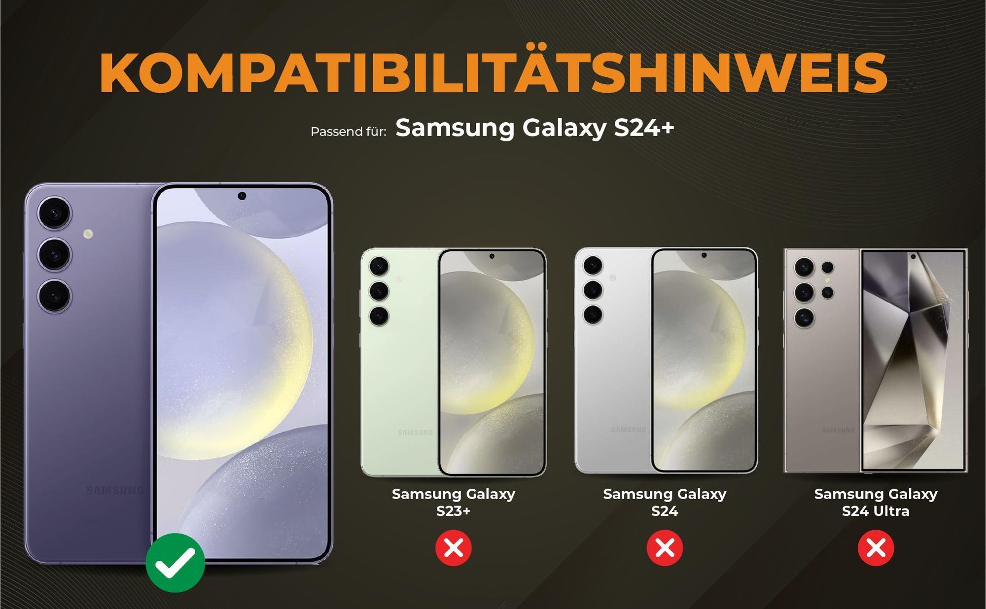 Kompatibilitätshinweise Hülle für Samsung Galaxy S24+