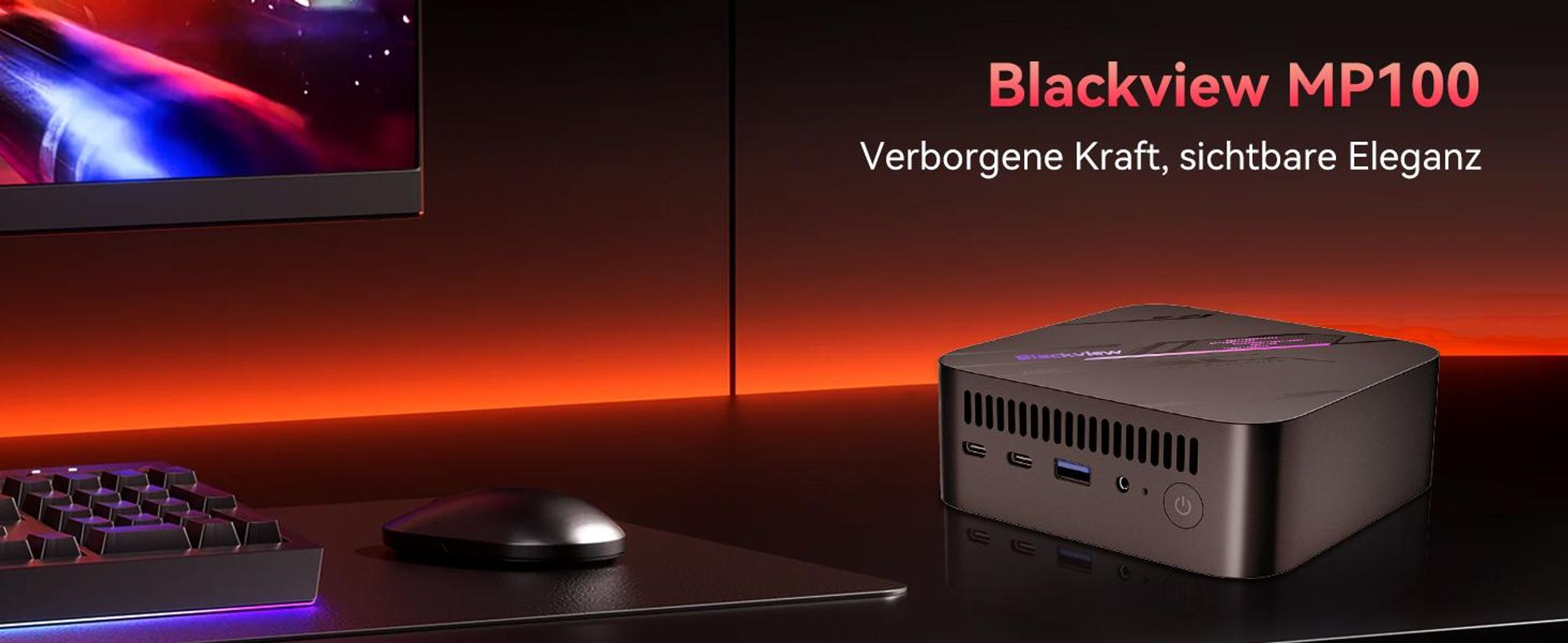 Blackview MP100 Mini PC Gaming AMD Ryzen 5 7430U(6C/12T, bis zu 4.3 GHz), 32GB RAM LPDDR4 1TB NVME PCIe3.0 SSD, WiFi 6/4K UHD/USB 3.2*2/Type C 3.0*2