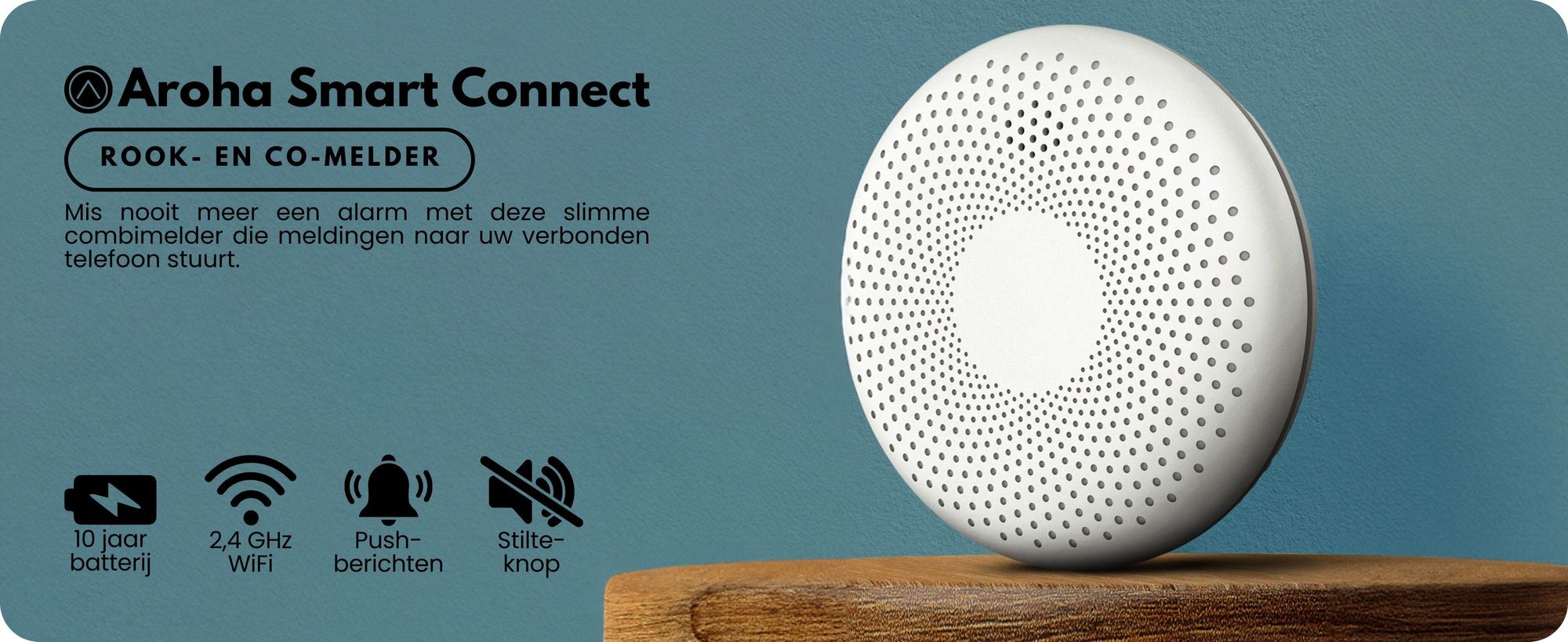 Aroha Smart Connect combinatie: rookmelder en koolmonoxidemelder (CO-melder), met Wi-Fi - 10 jaar batterijduur, met Tuya-app - 2 stuks