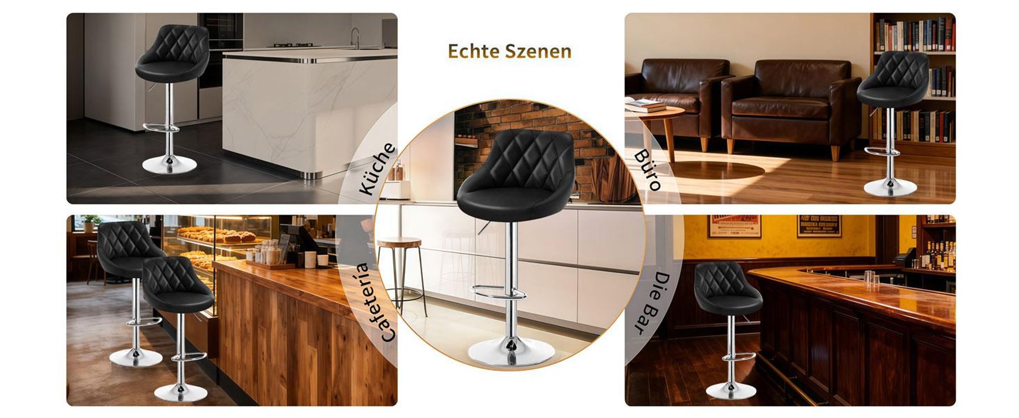 2er Set Barhocker Höhenverstellbar Drehbar Barstuhl Küche Esszimmer Tresenhocker