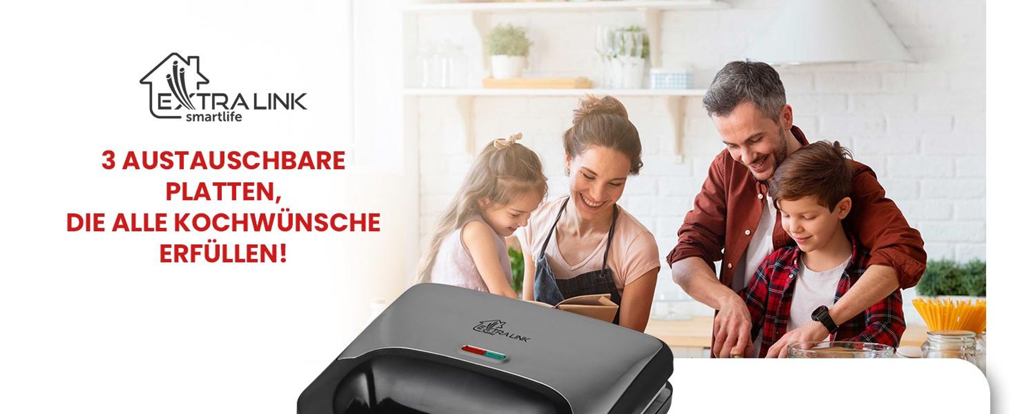 Extralink 3in1 Sandwichmaker Waffeleisen Kontaktgrill 1000W