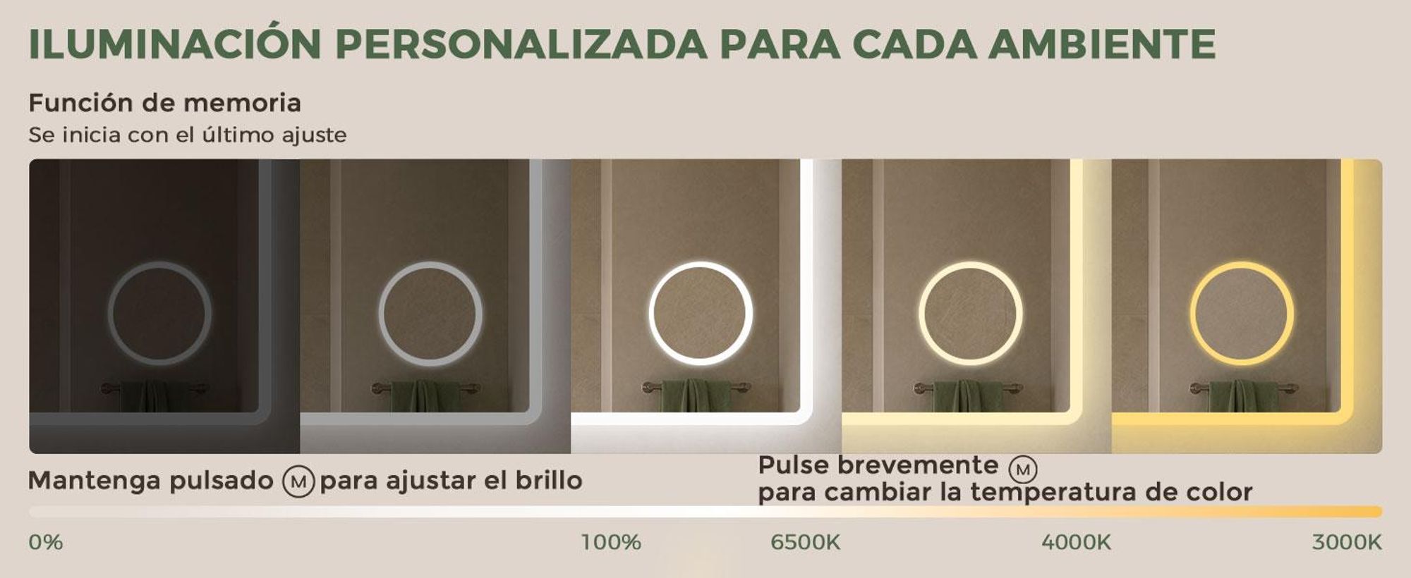 S'AFIELINA Espejo baño LED con Bluetooth 5.3, 120 × 60 cm, Espejo de aumento 3×, antivaho, 3 colores, regulable, táctil & memoria
