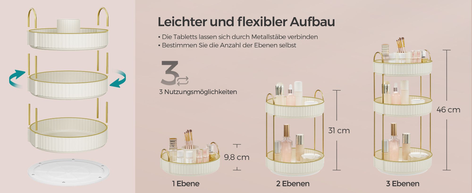 SONGMICS Make-up Organizer drehbar, Kosmetik-Organizer, Kosmetik Aufbewahrung,Geschenkidee
