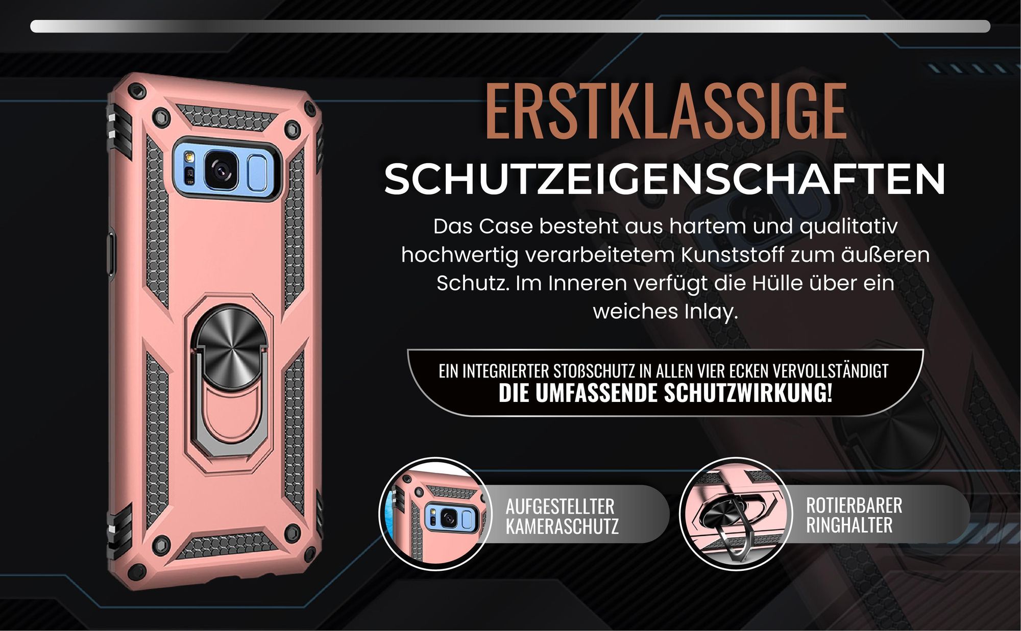 Handycase in Rosegold für Samsung Galaxy S8 mit Kameraschutz