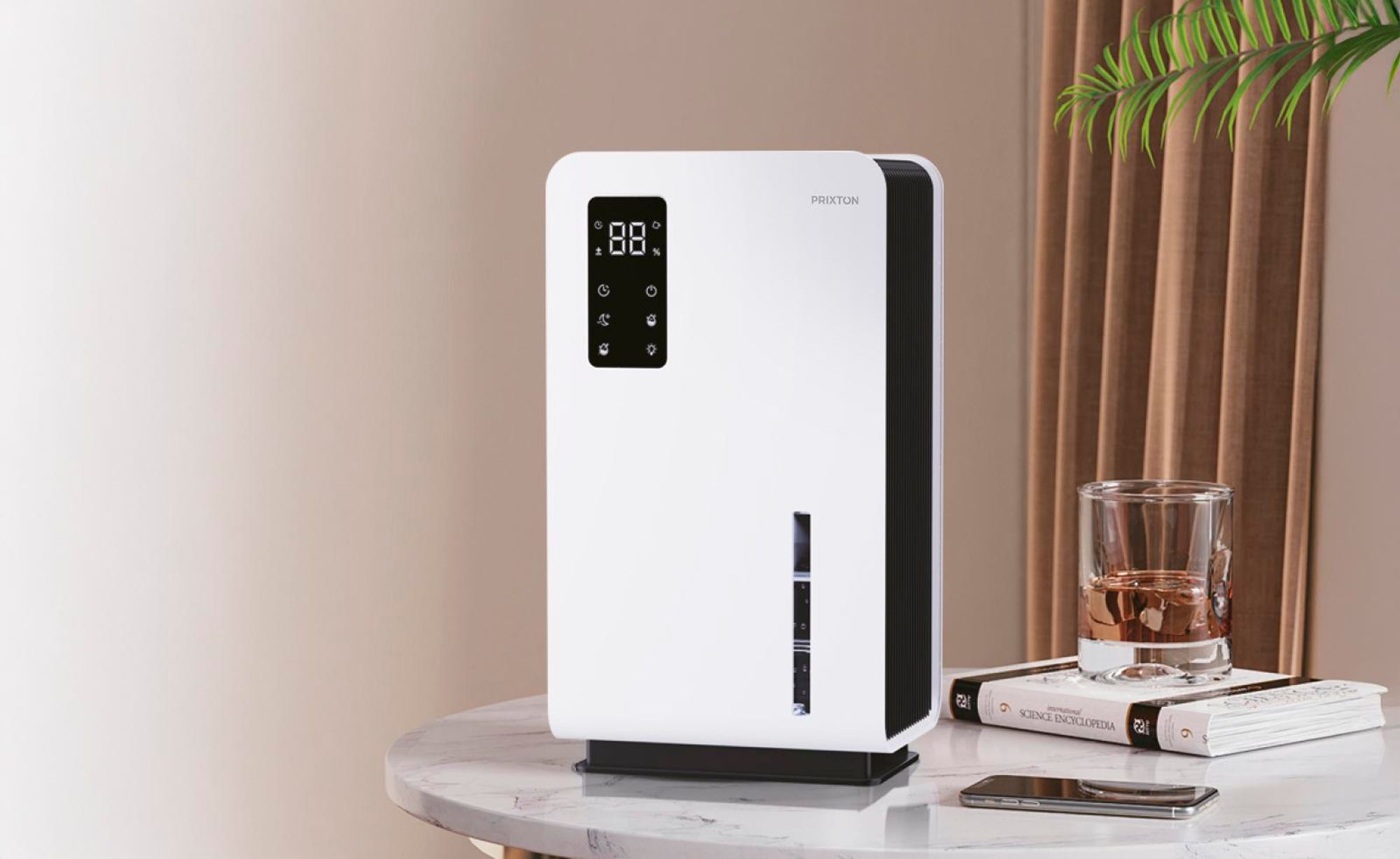 PRIXTON Luftentfeuchter & Luftreiniger Aura 2‑in‑1, thermoelektrisches System, Automatische Regulierung, Nachtmodus, 3 L Tank, große Reichweite