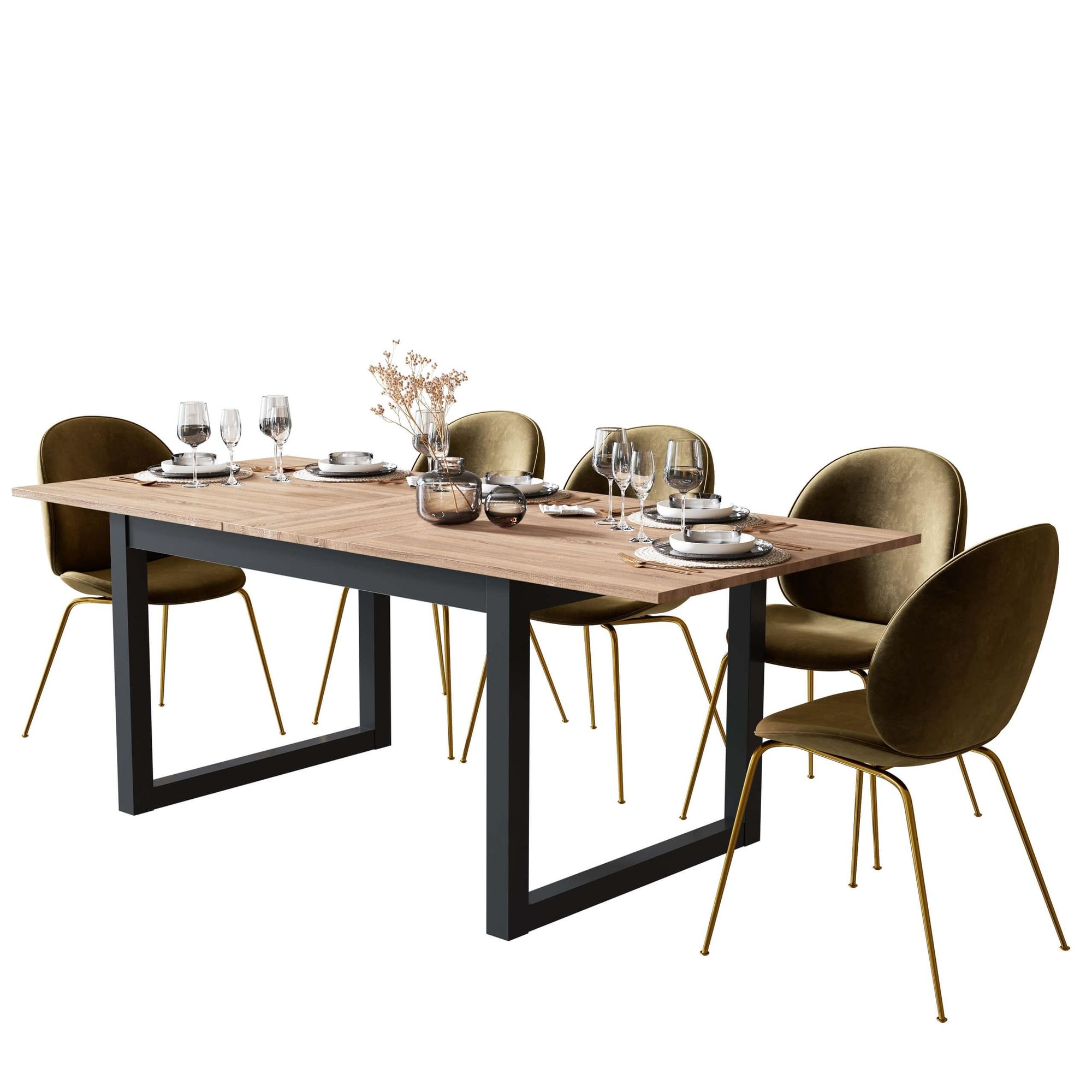 Eiche Sägerau / Anthrazit 160 cm Esstisch