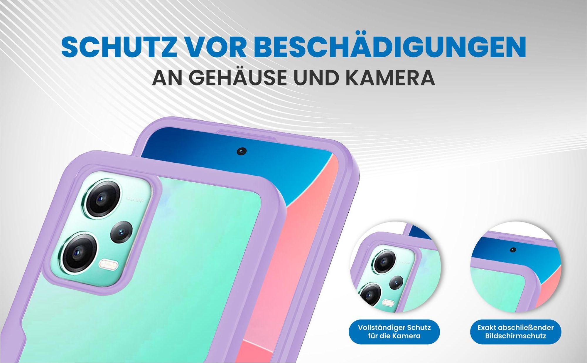 Violette 360 Grad Handyhülle für Xiaomi Redmi Note 12 Pro 5G Front und Backcover