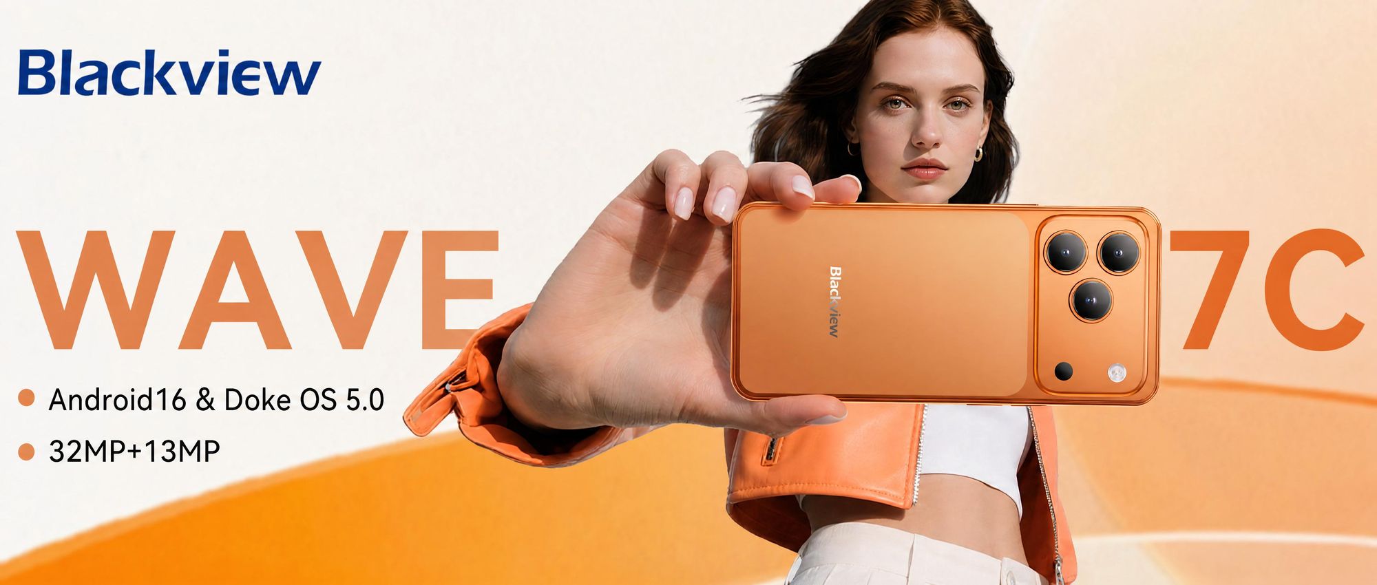 Blackview WAVE 7C smartphone, zonder abonnement, 6,56 inch, Android 16, 16GB + 64GB/2TB (TF-kaart), gezichtsherkenning, 5000mAh batterij, 32MP camera, dual-SIM, WiFi 5, IP54 (stof- en spatwaterdicht)