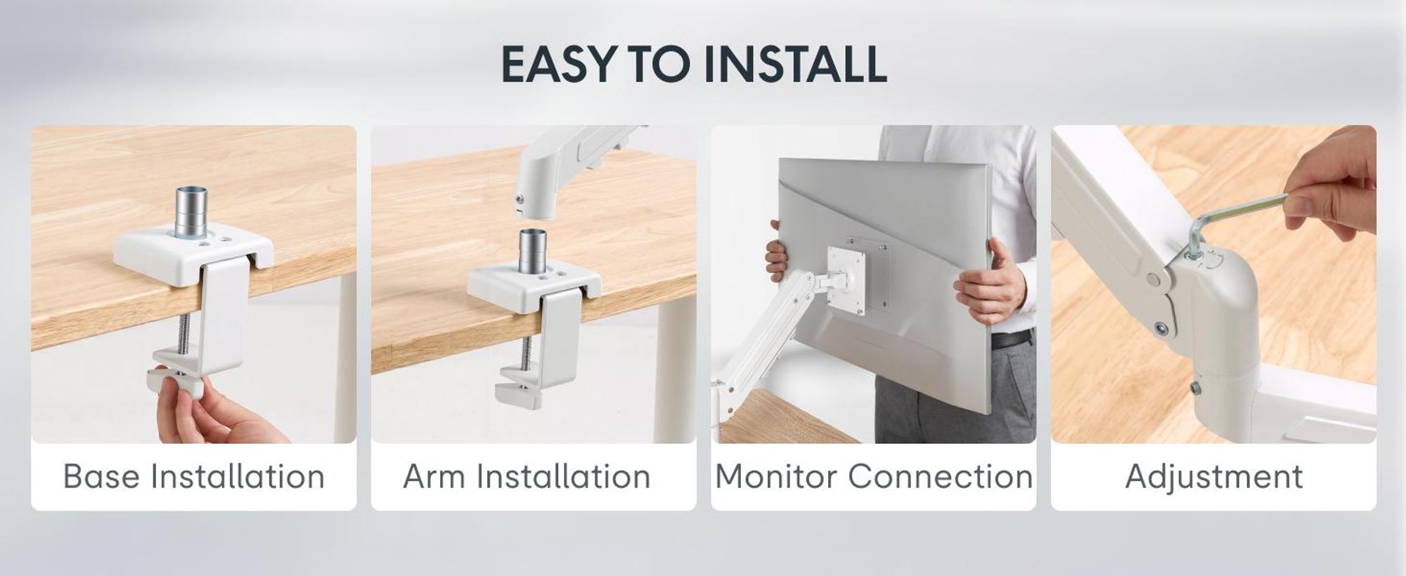 FLEXISPOT MA1 Monitorhalterung 17–32 Zoll, Gasdruckfeder Monitorarm für 1 Monitor, höhenverstellbar & schwenkbar, VESA 75x75/100x100, Weiß