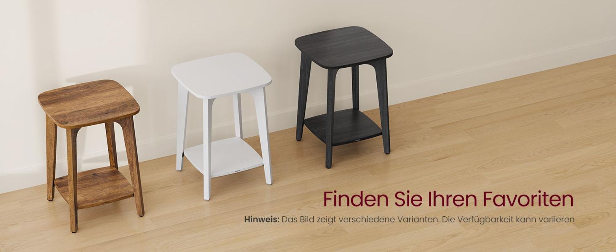 VASAGLE Beistelltisch, rund, mit unterer Ablagel, modern, 40 x 50 cm，honigbraun