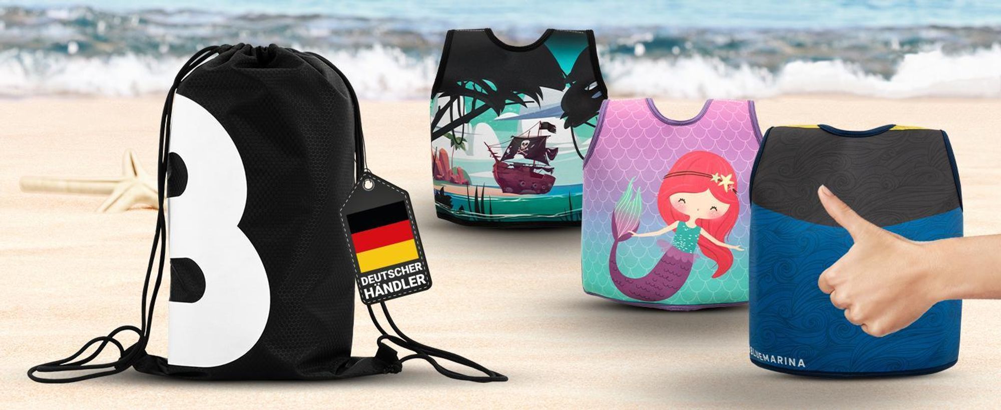 Bluemarina Kinder Schwimmhilfe | UV-Schutz - Schrittgurt - Neopren Weste - Auftrieb EPE-Schaum - Doppelnaht - Für Jungen und Mädchen (Laguna M)