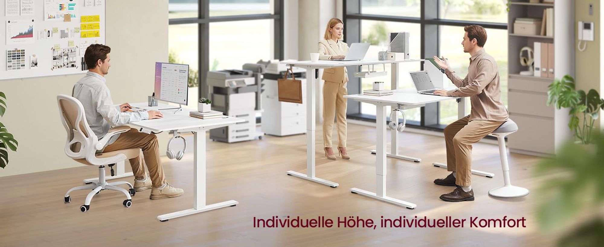 VASAGLE Höhenverstellbarer Schreibtisch, 160 cm, USB-C-Anschluss, Ablage für Steckdosenleiste, Erinnerung bei langem Sitzen, 3 Speichertasten