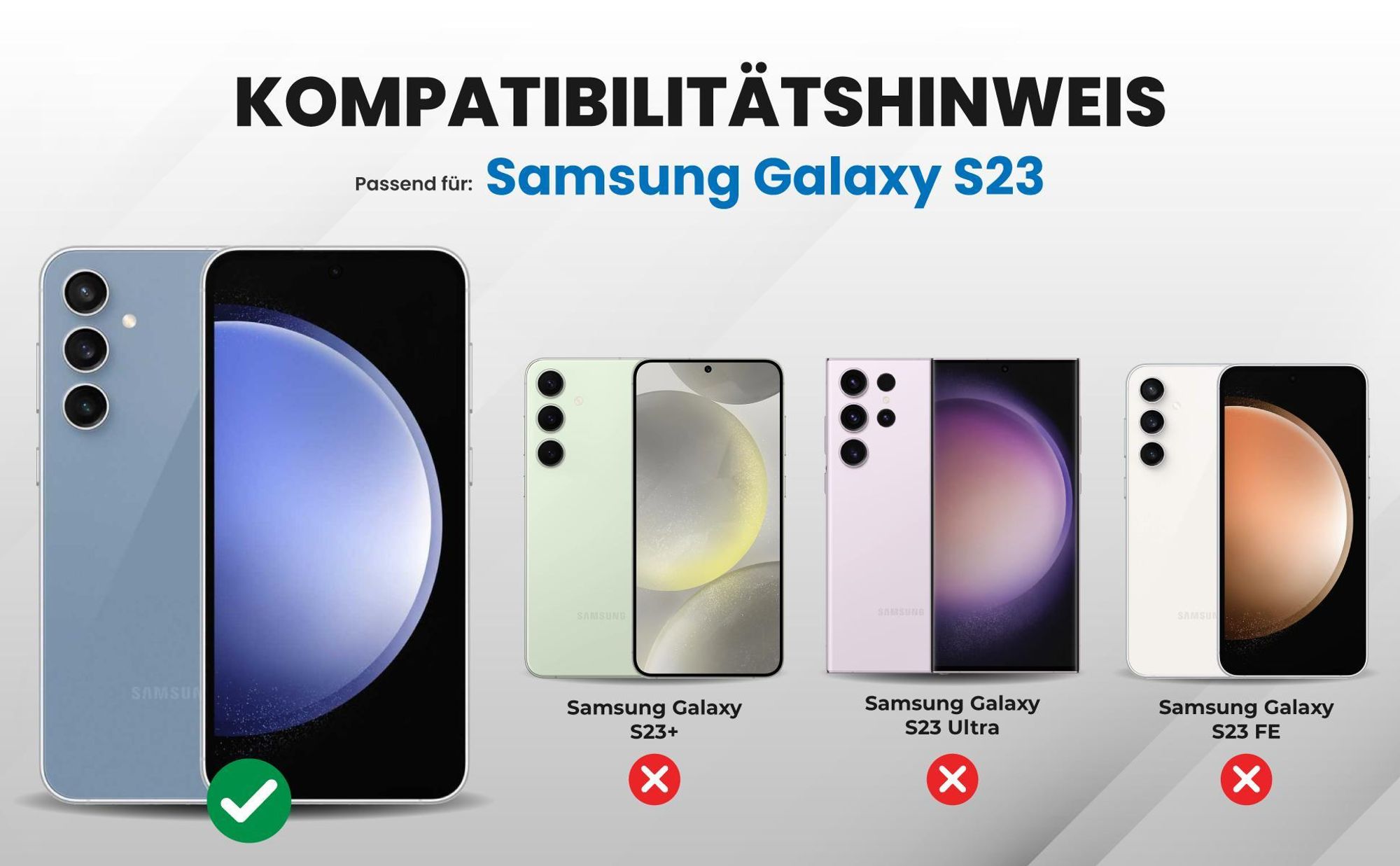 Kompatibilitätshinweise Hülle für Samsung Galaxy S23