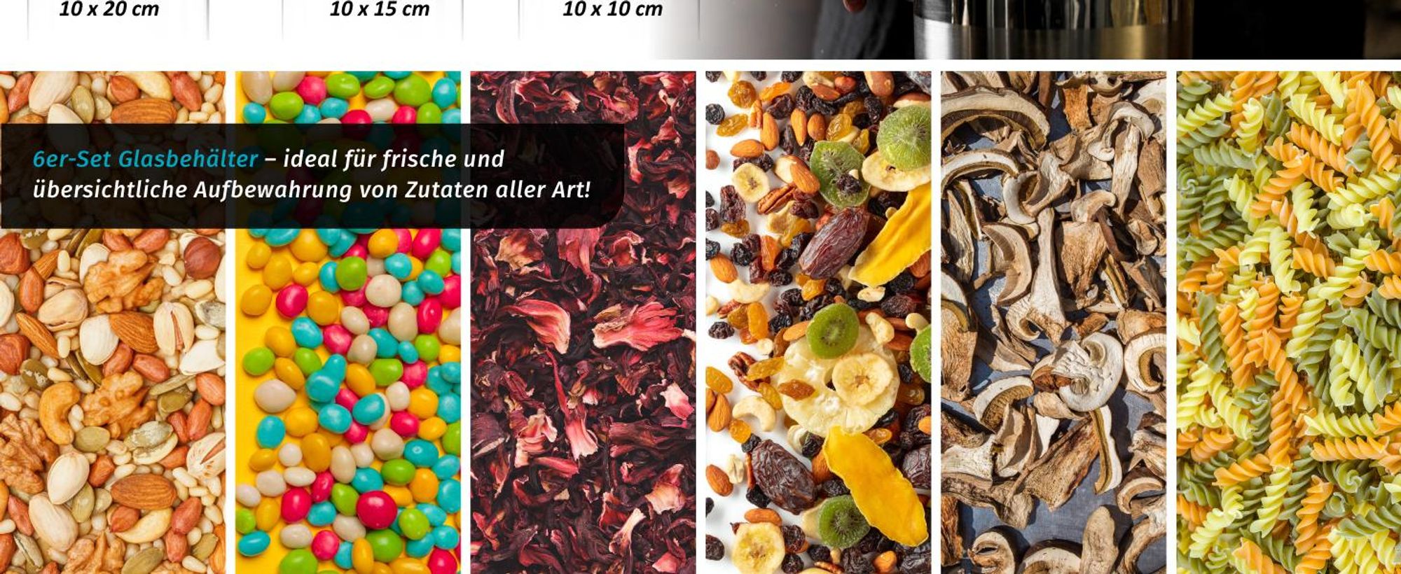 Arendo Vorratsgläser, Glasbehälter Set 1L, 1,5L, 2L Borosilikat quadratisch mit Bambusdeckel, 6er Set, luftdicht, hitze & kältebeständig, Mikrowellen & spülmaschinengeeignet