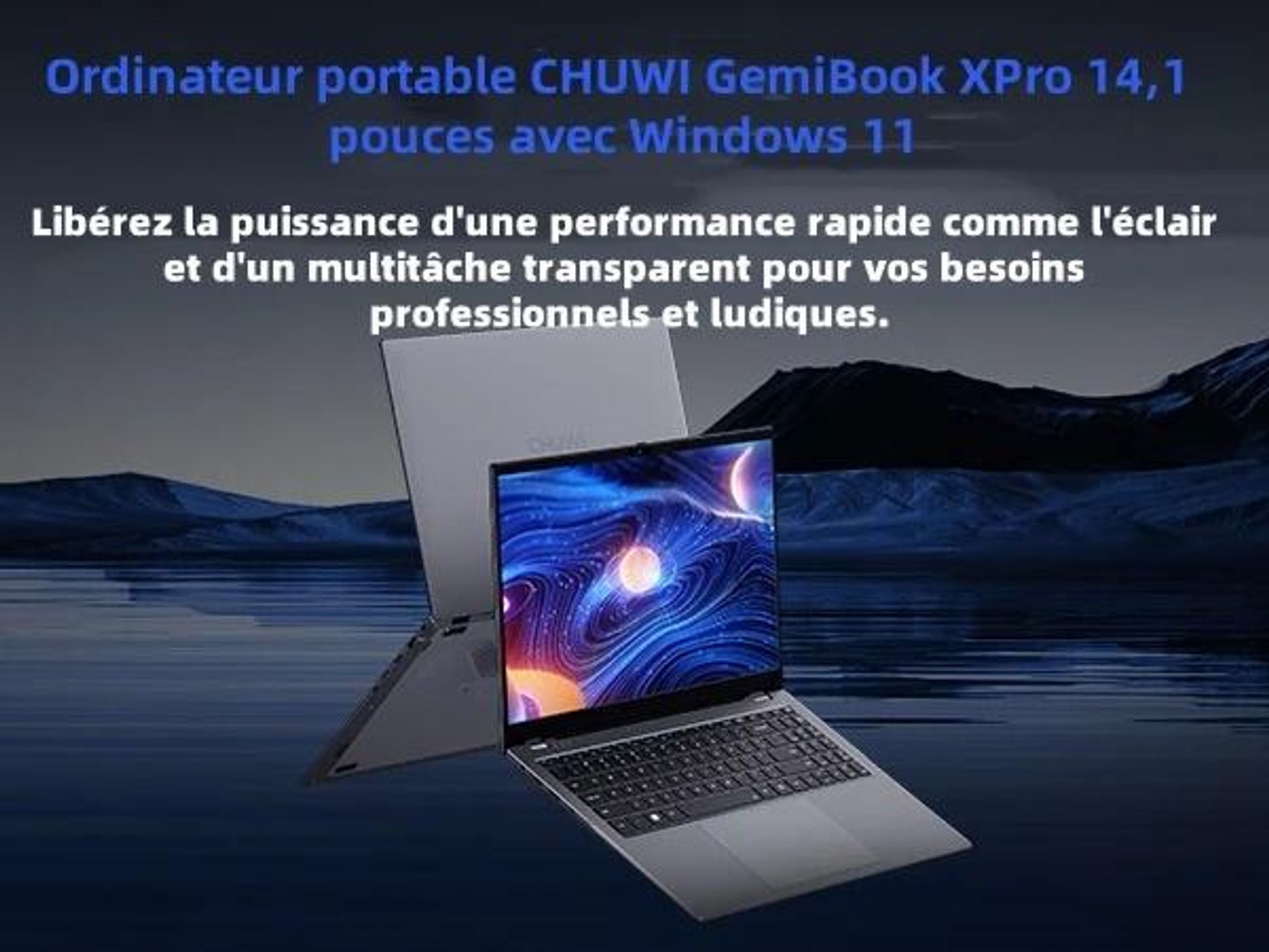 Ordinateur Portable CHUWI GemiBook XPro - Processeur Intel N100 Écran 14.1" Windows 11 8G+256G Batterie 5000mAh - Gris