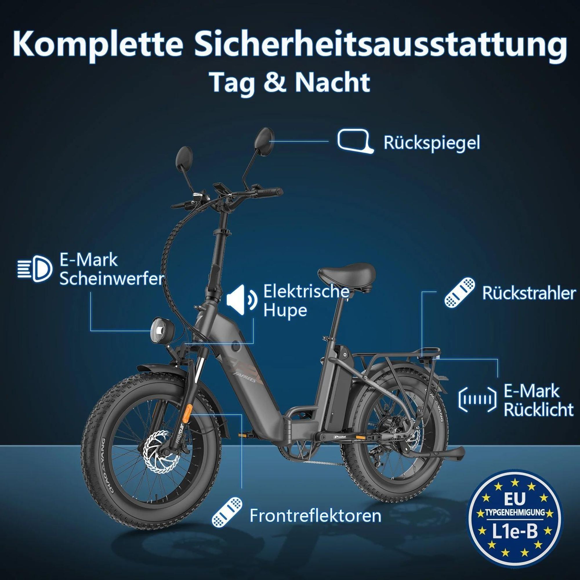 E-Bike FAFREES FF20 Polar - Batterie 48V12*2AH 20" Hydraulische Scheibenbremse - Grau Blau