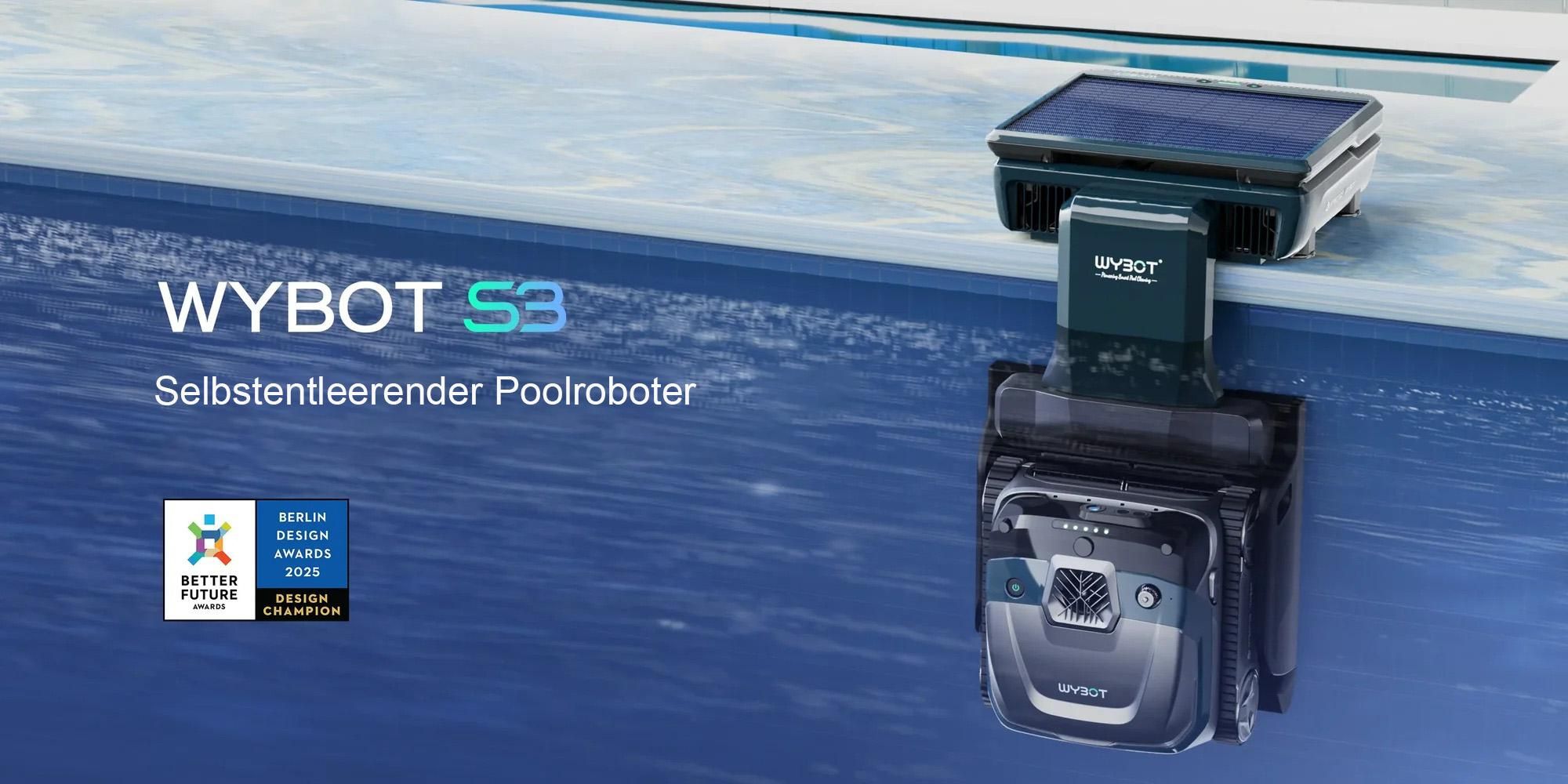 WYBOT S3 Poolroboter: 3D-Kartierung, KI-Vision, Solar/DC, 10L Self-Emptying, App-Steuerung