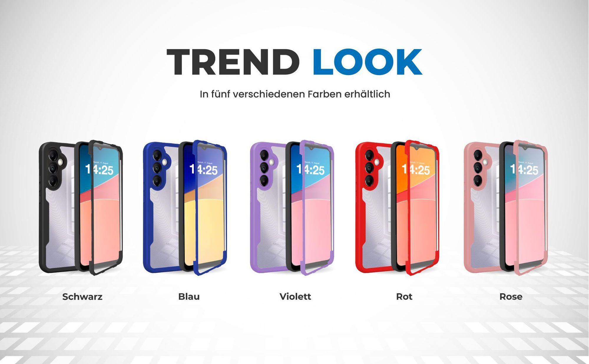 360 Grad Cover Front Back für Samsung Galaxy A34 5G in verschiedenen Farben